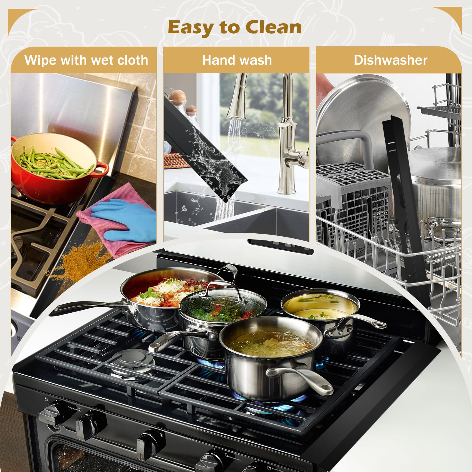 2 Pack Stainless Steel Stove Gap Covers Silver, Windspeed Stove Counte &ndash