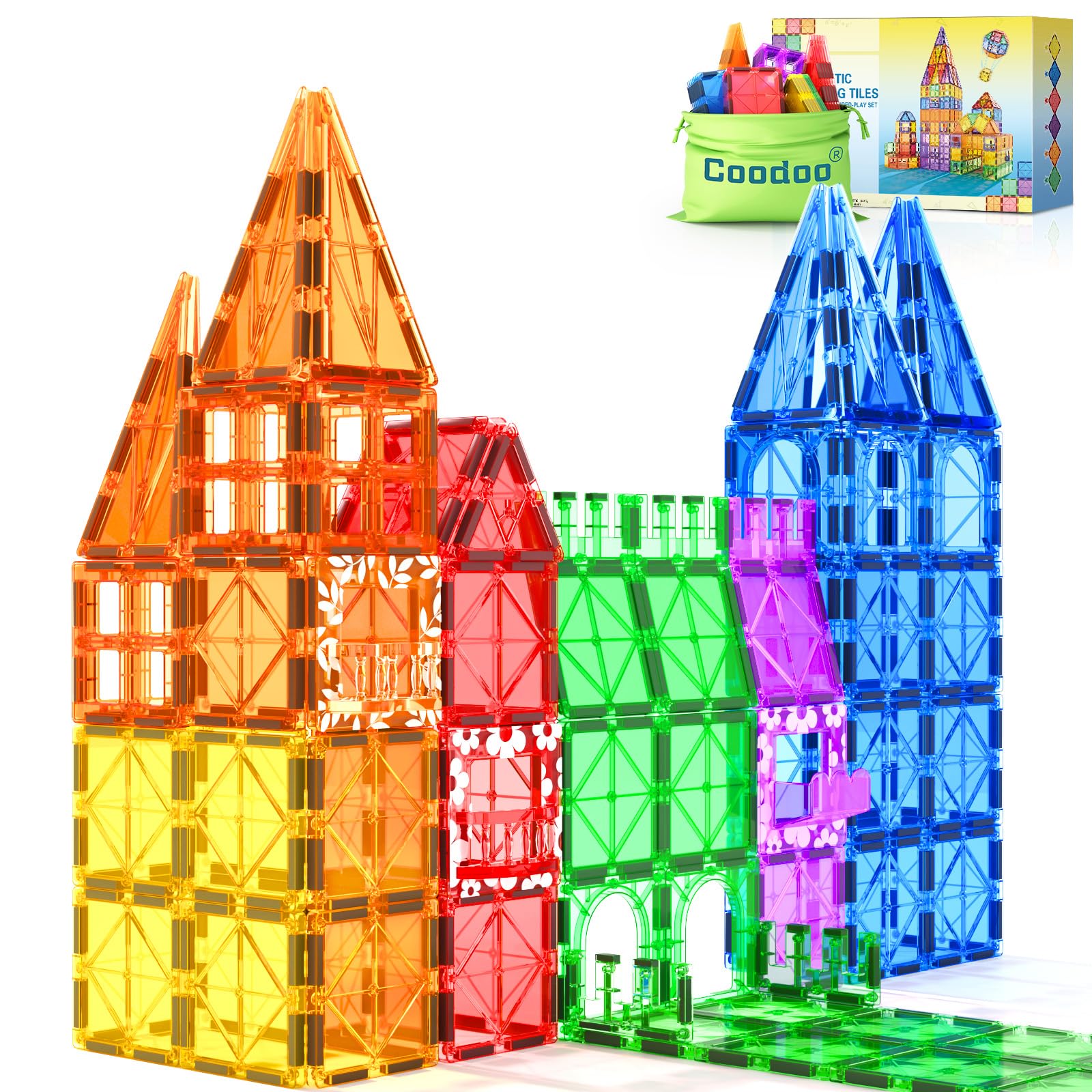 60 PCS Magnetic Building Tiles STEM Magnetic Blocks Sensory Toys Kids Games Magnet Building Toys for Boys and Girls Aged 3+, Kids Brain Development Preschool Kindergarten Toddler Toys60 PCS Magnetic Building Tiles STEM Magnetic Bloc…