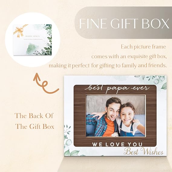 Papa Picture Frame 5x7, Best Papa Ever Grandpa Grandfather Gifts for Christmas Birthday from Grandkids, Grandpa Grandfather Gifts Picture Photo Frames for Desk Decor