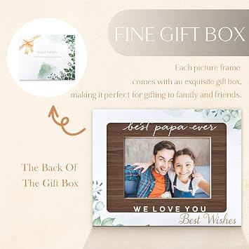 Papa Picture Frame 5x7, Best Papa Ever Grandpa Grandfather Gifts for Christmas Birthday from Grandkids, Grandpa Grandfather Gifts Picture Photo Frames for Desk Decor