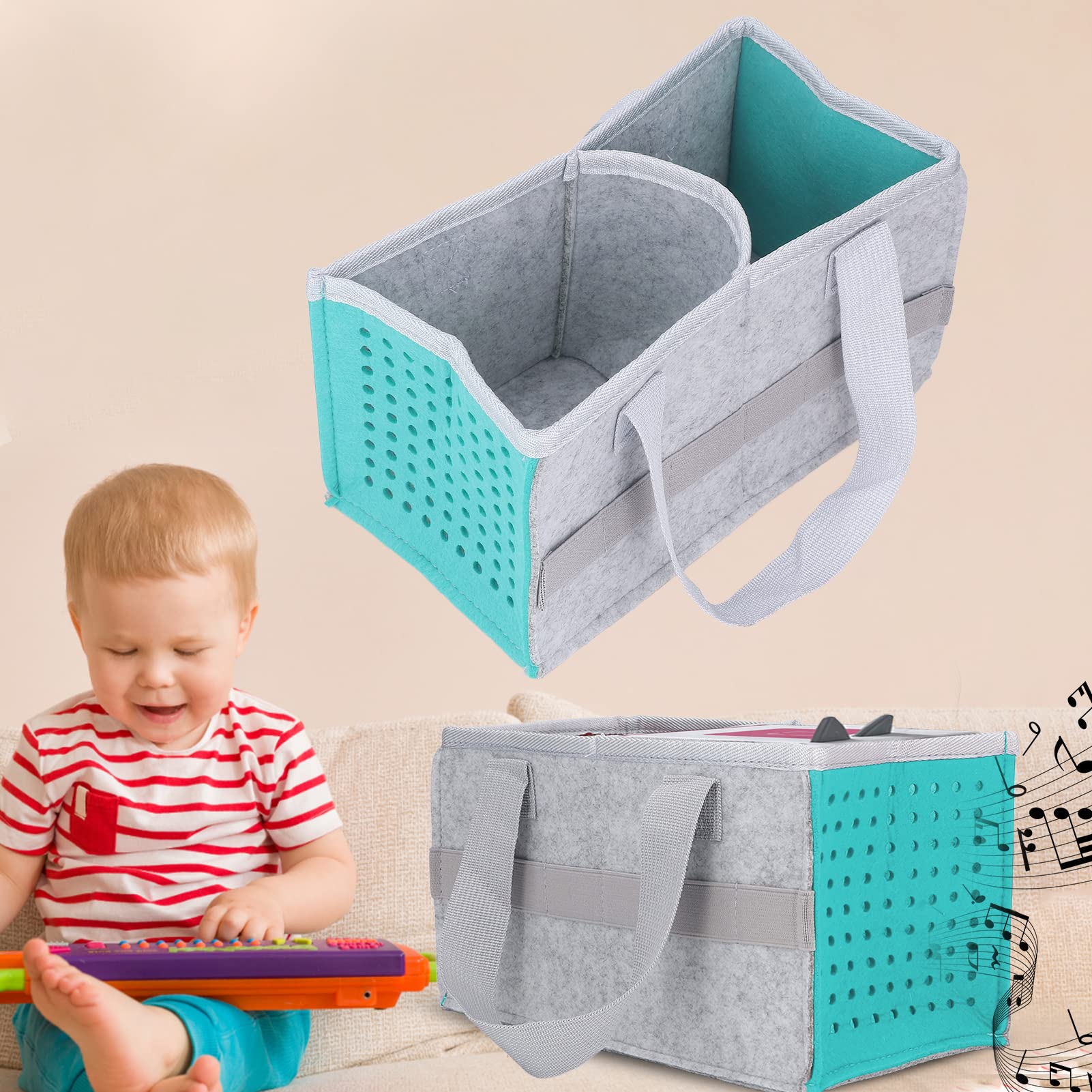 Mallette De Transport Pliable Toniebox – Sac De Rangement Feutre Étui Extra Pour Toniebox Starter Set, Bleu Lac – 6 Sangles Élastiques