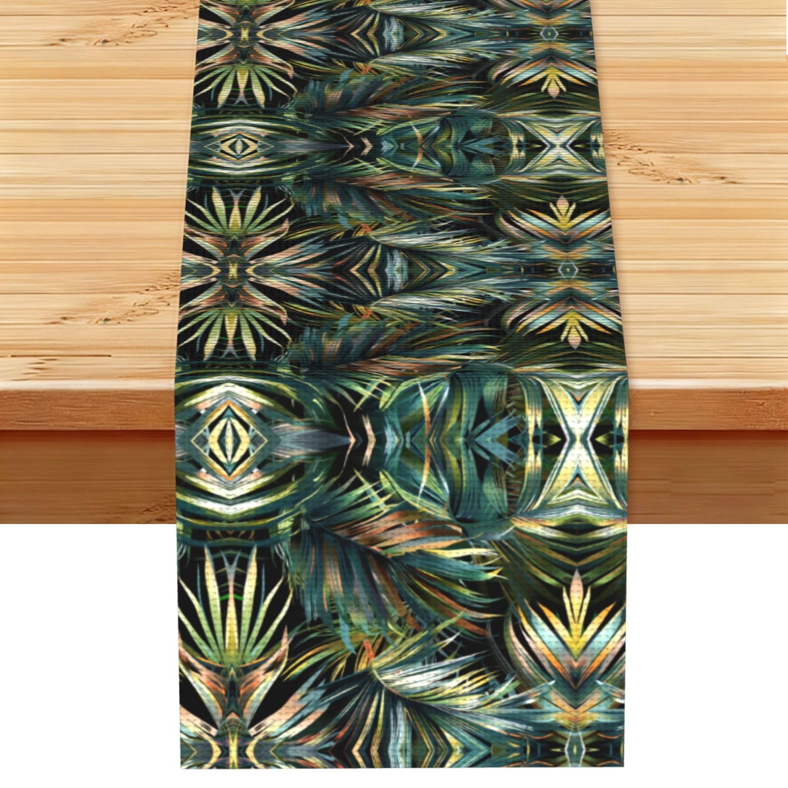 Airy Sage Green Monstera Printed Table Runner 13 x 72, Wrinkle Resistant Decor for Dining Table Coffee Table Fireplace