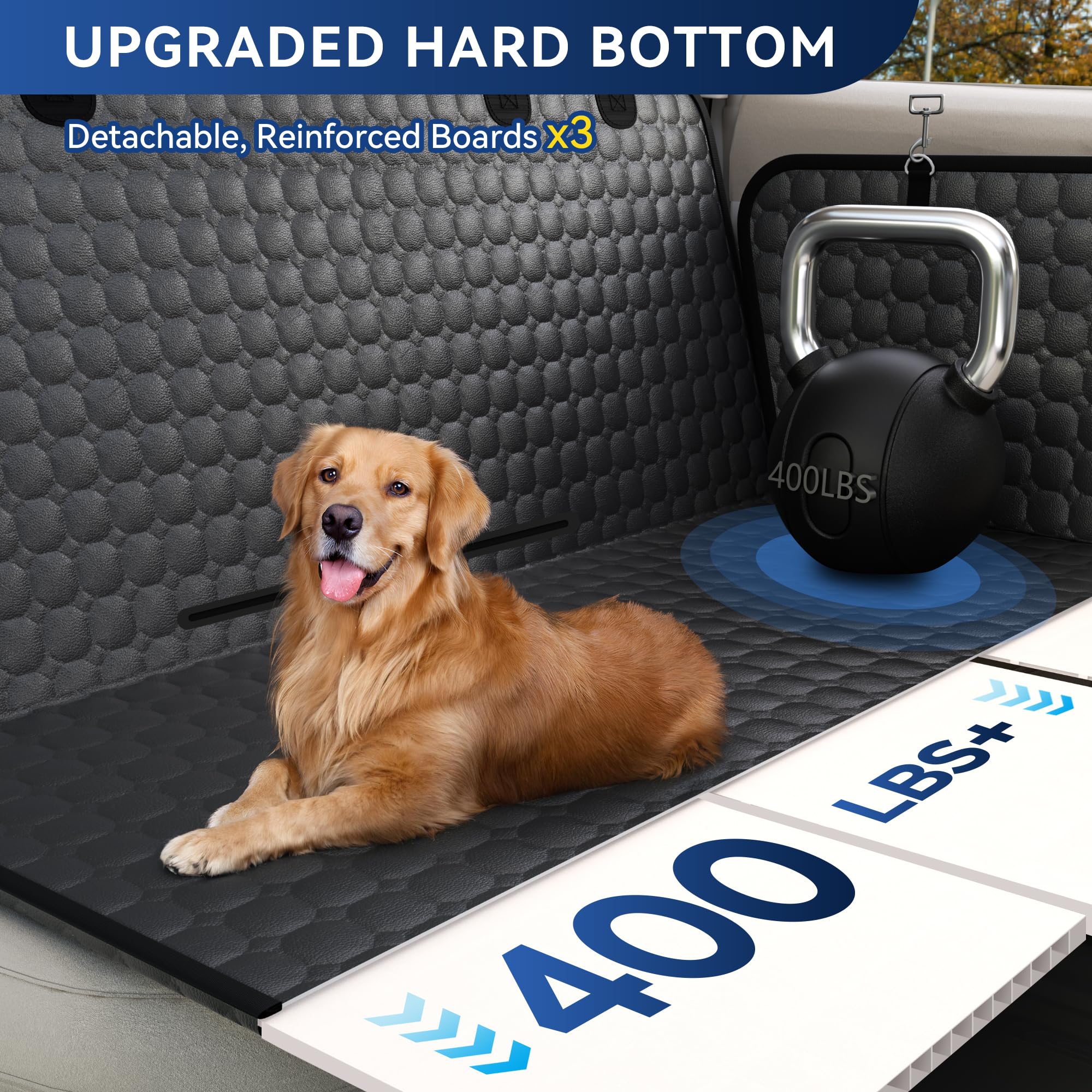 Estensore per sedile posteriore per cani, in pelle PU, impermeabile, per sedile posteriore con fondo rigido, può contenere fino a 181,4 kg, robusta amaca per cani per auto/camion/SUV, antigraffio,