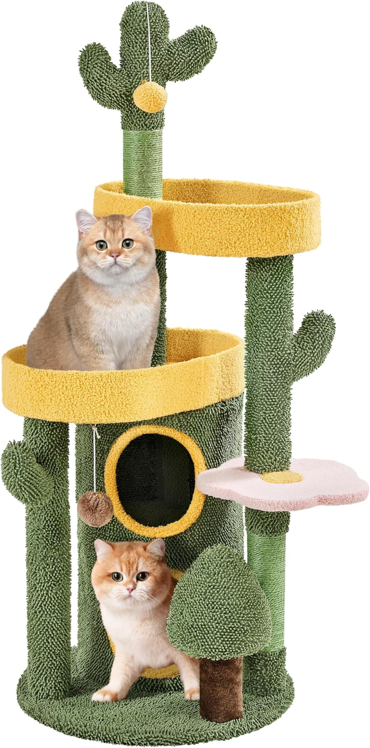 Tiragraffi Per Gatti A Forma Di Cactus Yaheetech - Con Cestino, Corda Di Sisal, 106.5cm - Foto 9