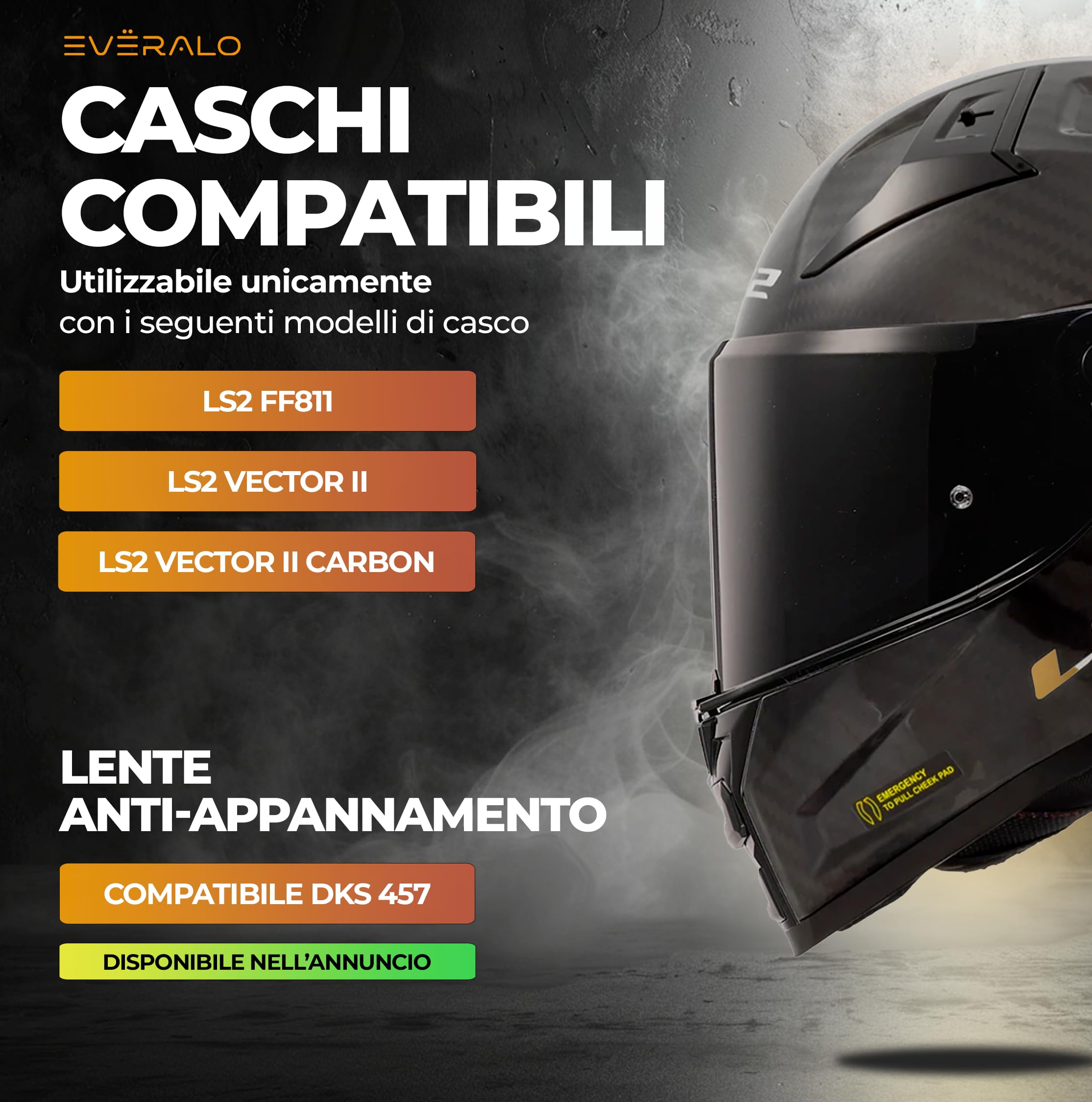 Visiera Compatibile con LS2 FF811 - Vector 2 - Vector II Carbon (Dark Fume')