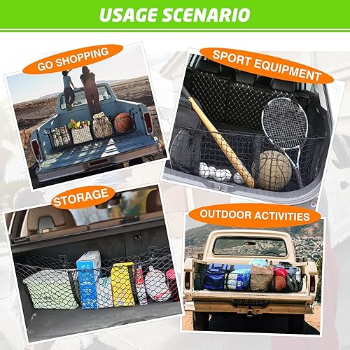 Miniatura 7 de Red de carga para caja de camión, malla elástica universal, bolsa para maletero de almacenamiento de accesorios interiores, red de carga de 4