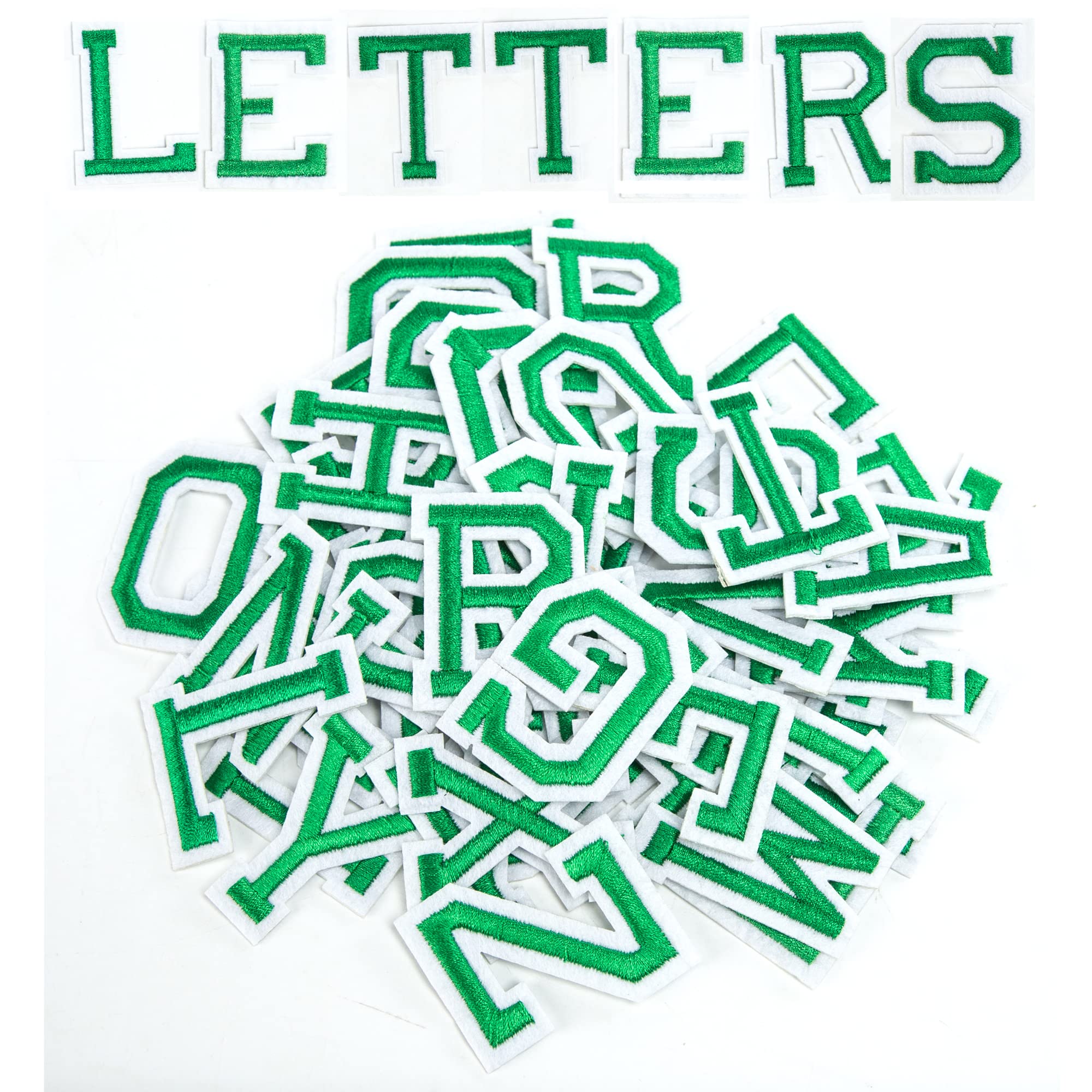 Axen Girls Letters, Classic Green, 52Pcs 52Pcs Alphabet A To Z Patches, Iron On Sew On Letters For Clothes, Classic Green