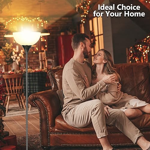 Miniatura 6 de Lámpara de pie lámpara de pie con 3 niveles de brillo regulable pantalla blanca resistente a caídas interruptor giratorio lámpara de pie de metal