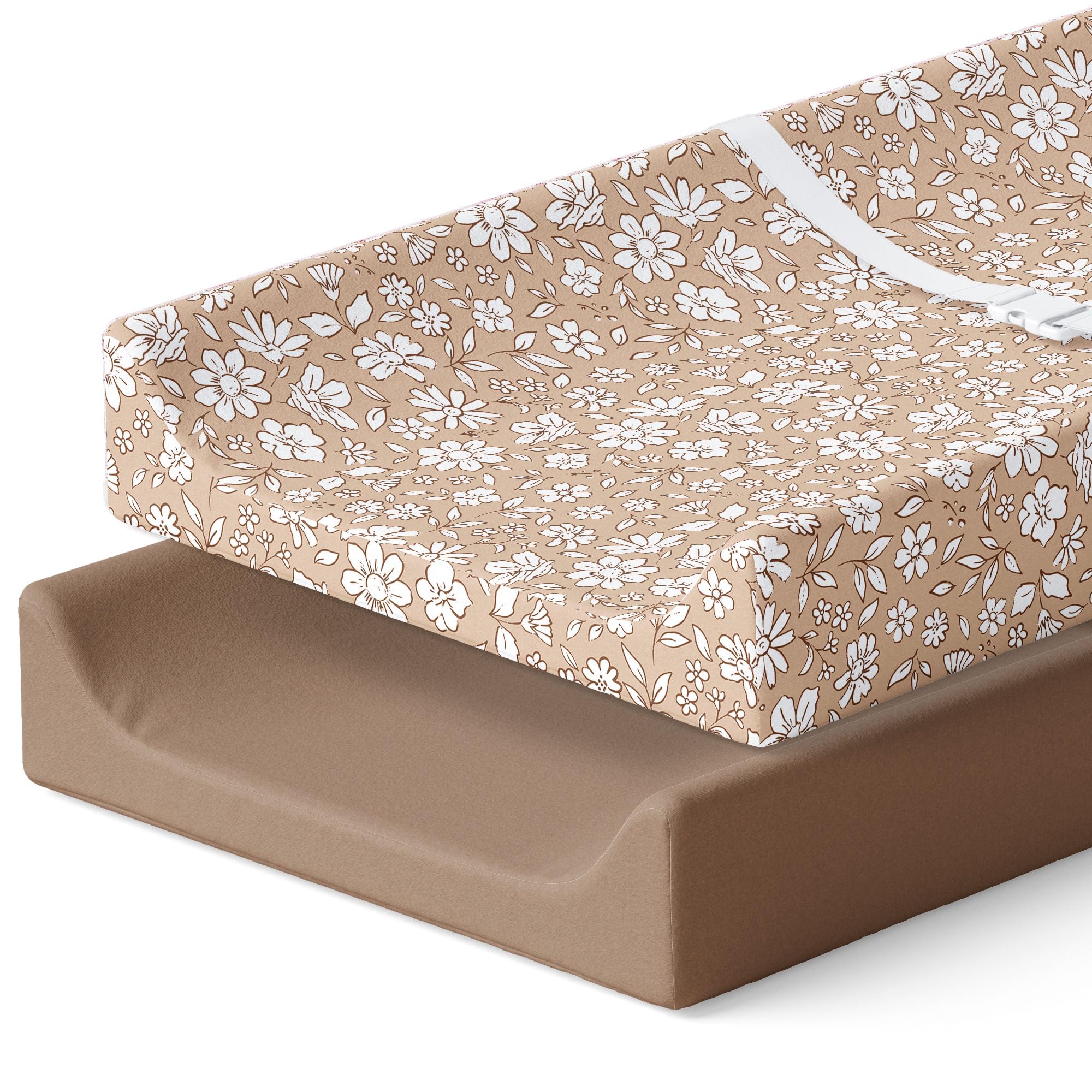 Pobibaby – 2 Pack Premium Changing Pad Covers for Girls, Ultra-Soft Breathable Cotton Diaper Changing Table Covers – Floral Nursery Changing Pad