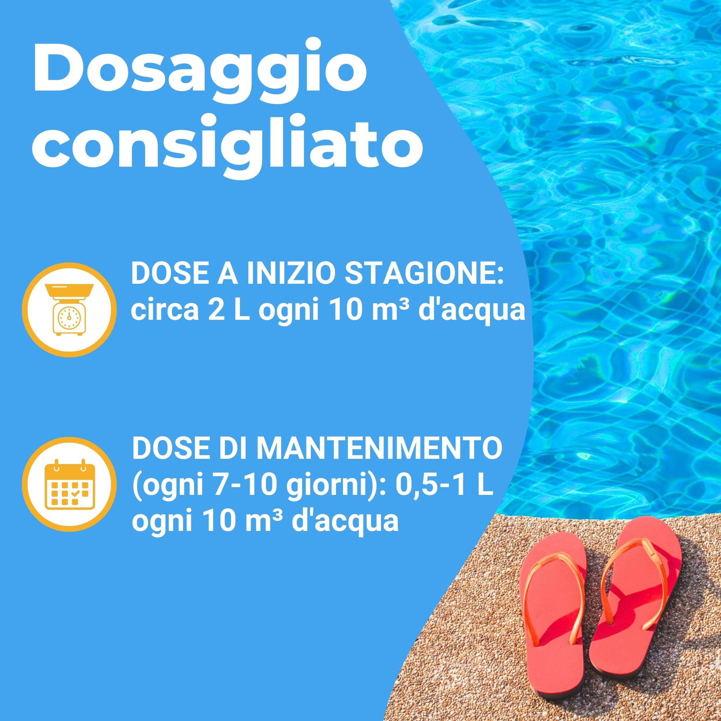 Antialghe per piscina ALGHICIDA SALE - Anti alghe Concentrato Non schiumogeno, azzurrante per piscina a sale (10 L)