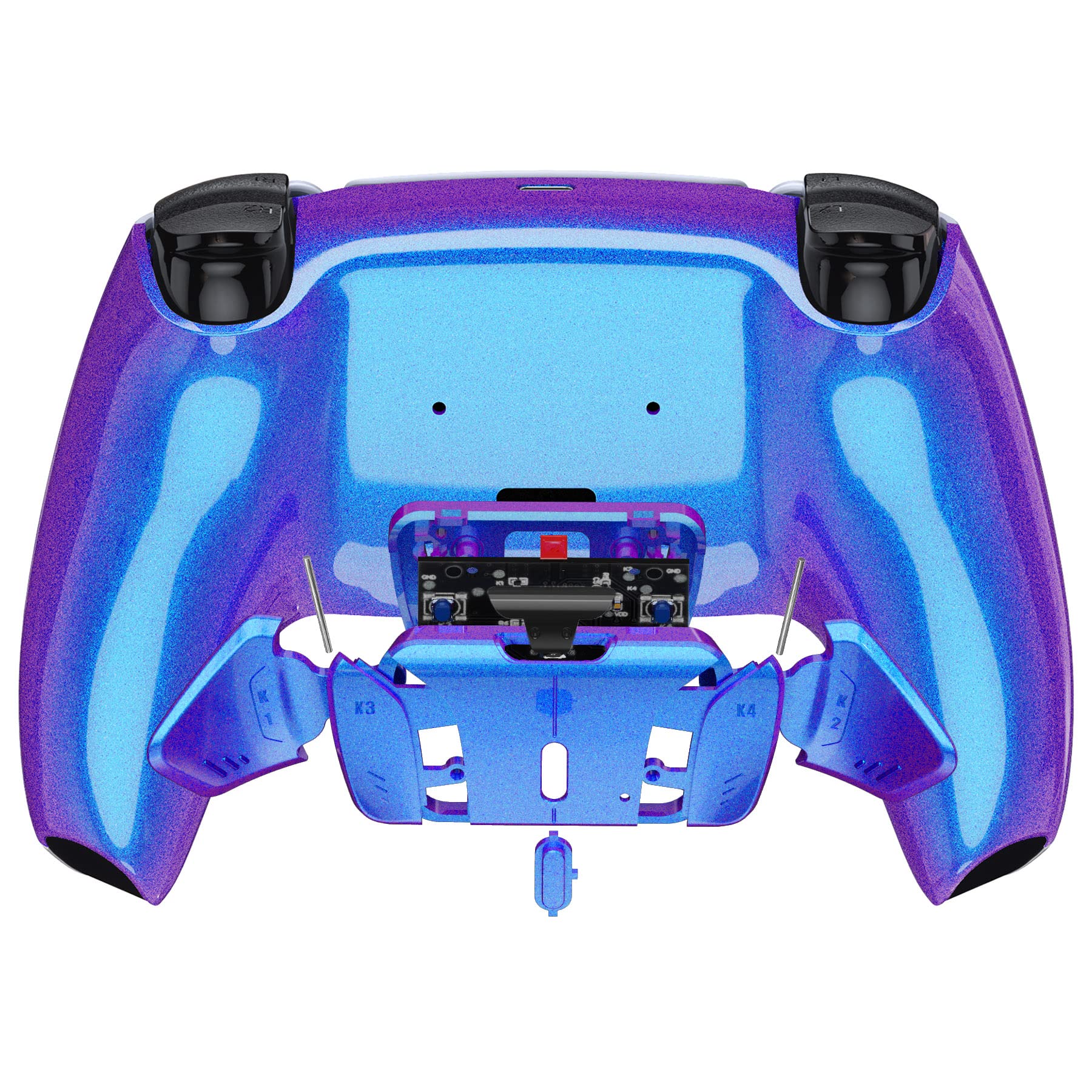 eXtremeRate Programable RISE4 Remap Kit para ps5 Modelo BDM-030/040/050 Actualización Board & Carcasa Trasera & 4 Palancas Botones Traseros para ps5 Control-NO Incluye Mando(Azul a Violeta)