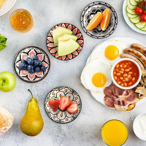 Miniatura 5 de Foraineam Paquete de 12 cuencos de porcelana, juego de cuencos pequeños de 10 onzas, coloridos cuencos redondos florales para sopa, helado,