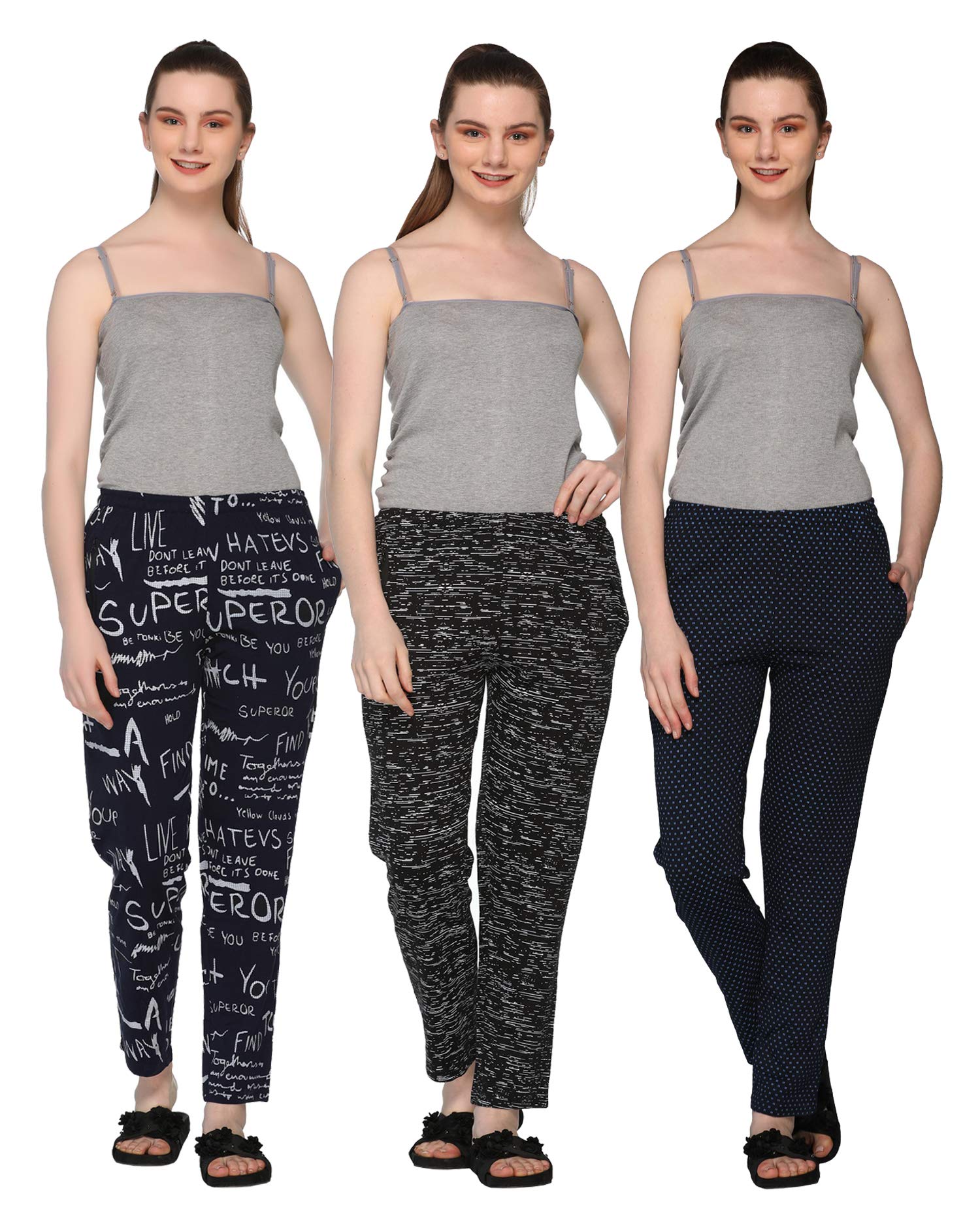 SHAUN Women's Regular Fit Mid Rise Trackpants (Pack of 3) (B07RSZ76CB_Multicolored_X-Large) 3