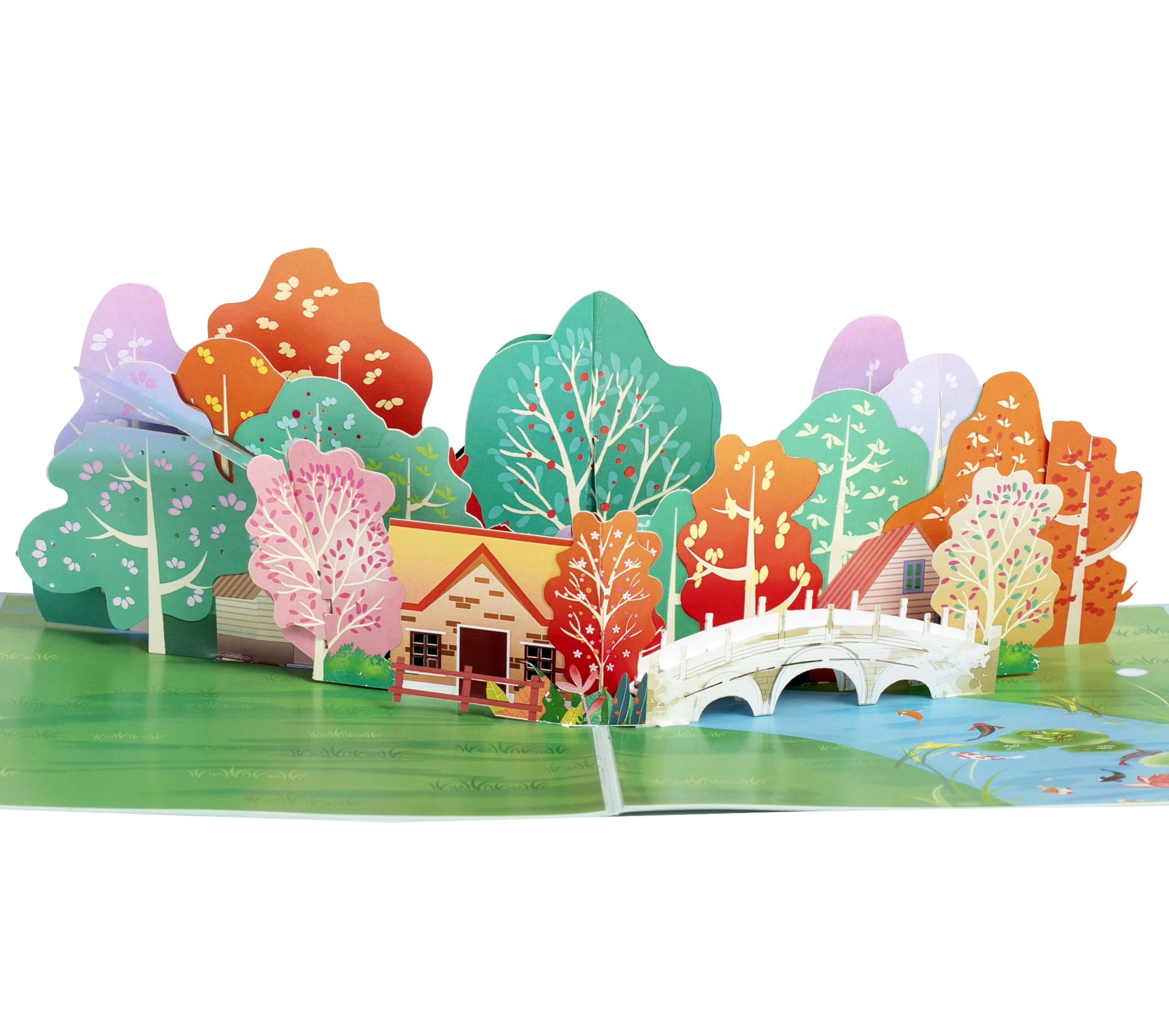 iGifts And Cards Tarjeta desplegable 3D Cozy Countryside Home, 6 x 8 pulgadas con tarjeta de notas, regalo perfecto de inauguración de la casa, cálida celebración de nuevo hogar, escena de naturaleza
