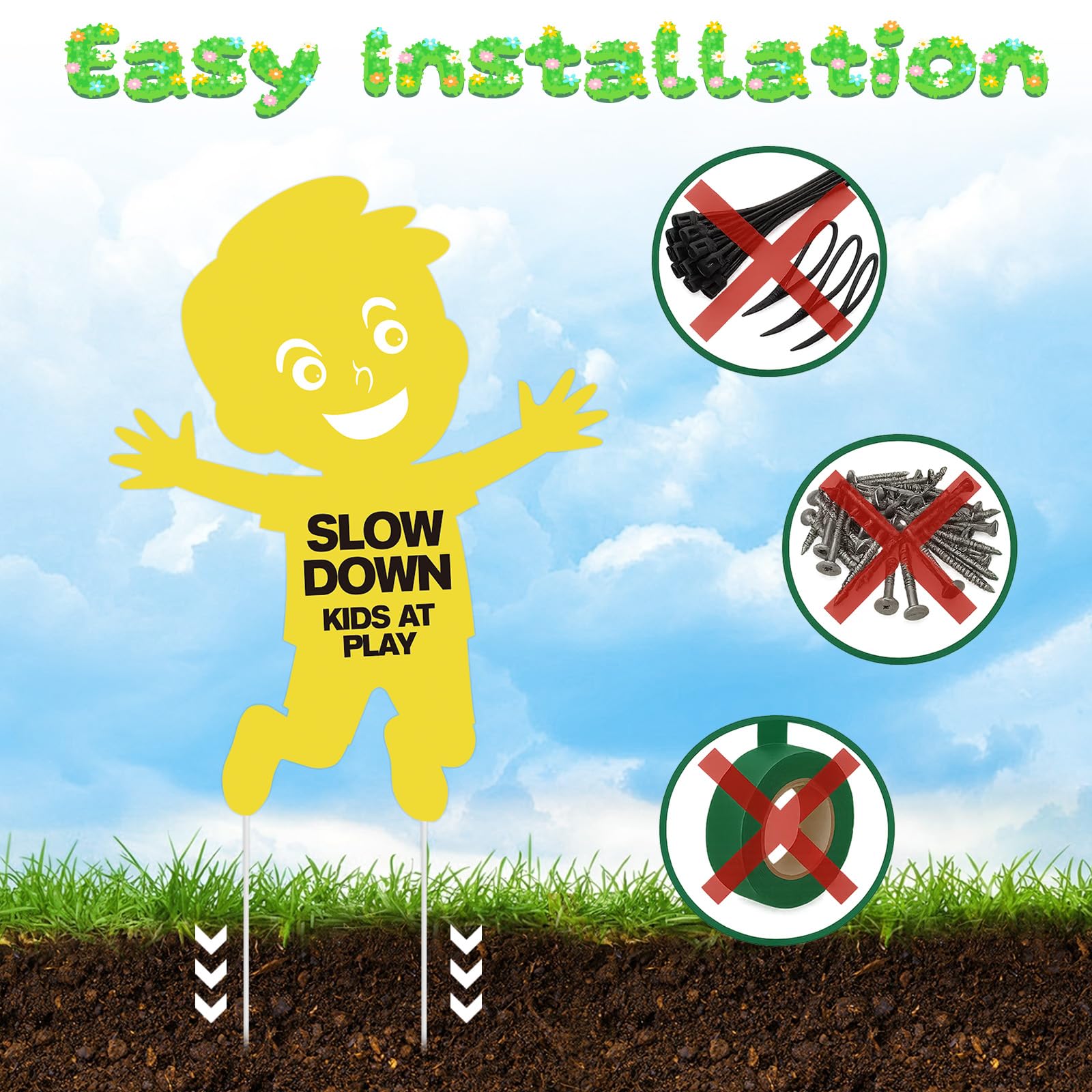 Kids Playing Signs - 13x17 Double Sided Slow Down Signs For Safety - View #8