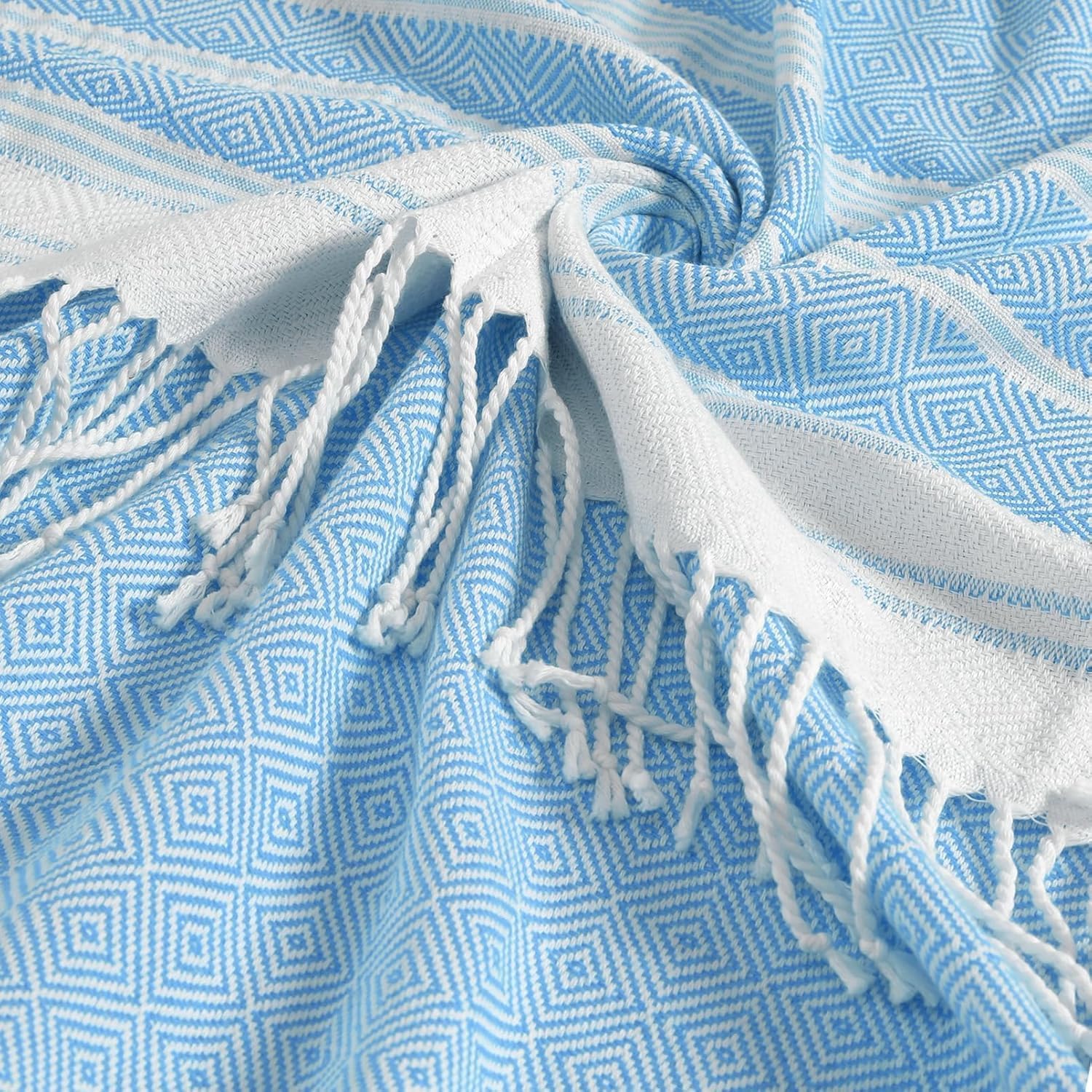 2 Packs Cotton Turkish Beach Towels Thin Quick Dry Oversized Sand Free Pool Swim Bath Towel Big Extra Large Blanket Adult Travel Essentials Cruise Accessories Must Haves Summer Blue Green Stuff image 5