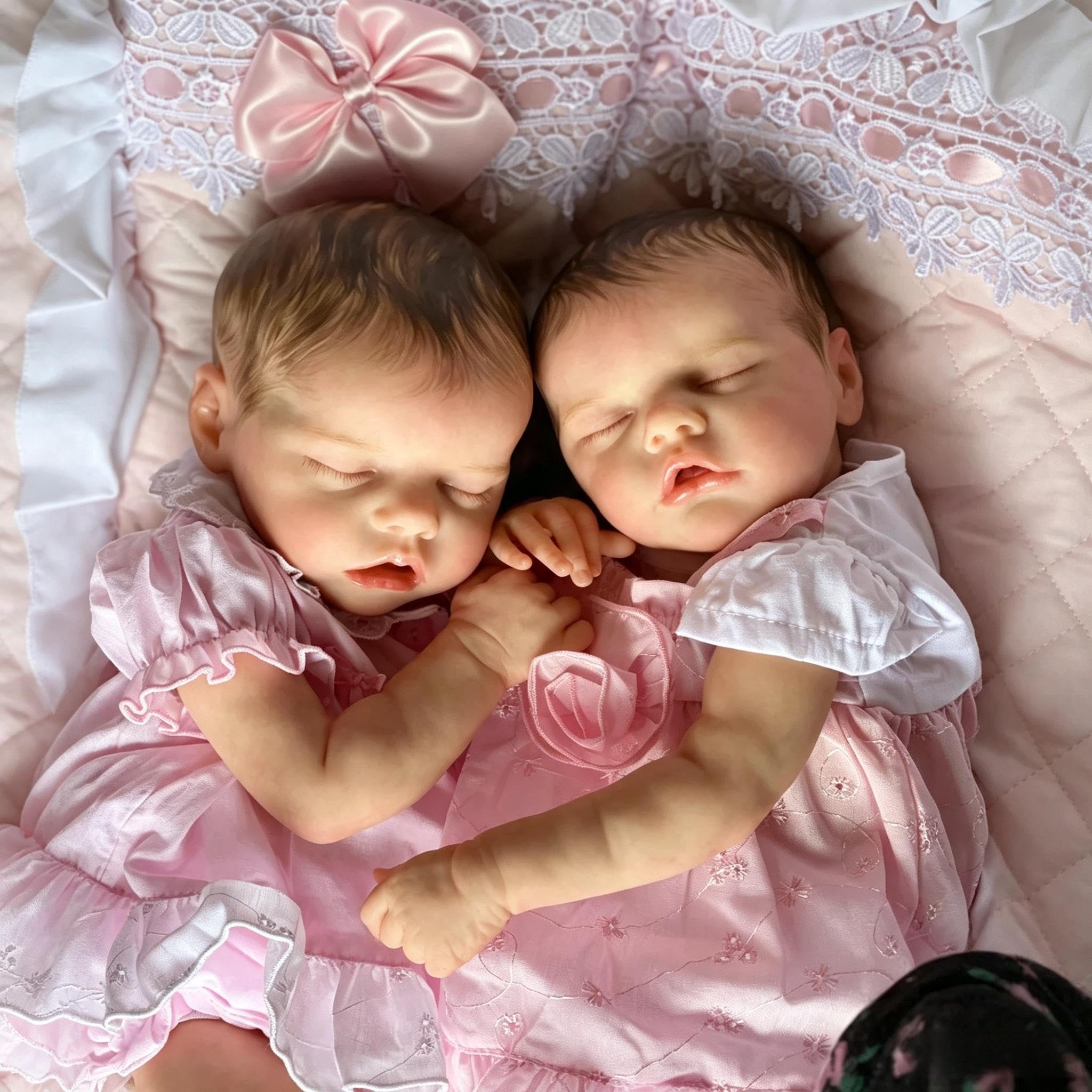 RXDOLL Real Life Reborn Baby Dolls Twins 45 cm, realistyczne lalki dla noworodka, chłopca, dziewczynki, miękka tkanina winylowa, ręcznie wykonane, realistyczne, z ubraniami i zabawkami, prezent dla