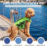 Vista 3 de ASENKU Chaleco salvavidas para perros, chaleco reflectante de alta flotabilidad para perros con asas duraderas para perros pequeños y medianos, Verde