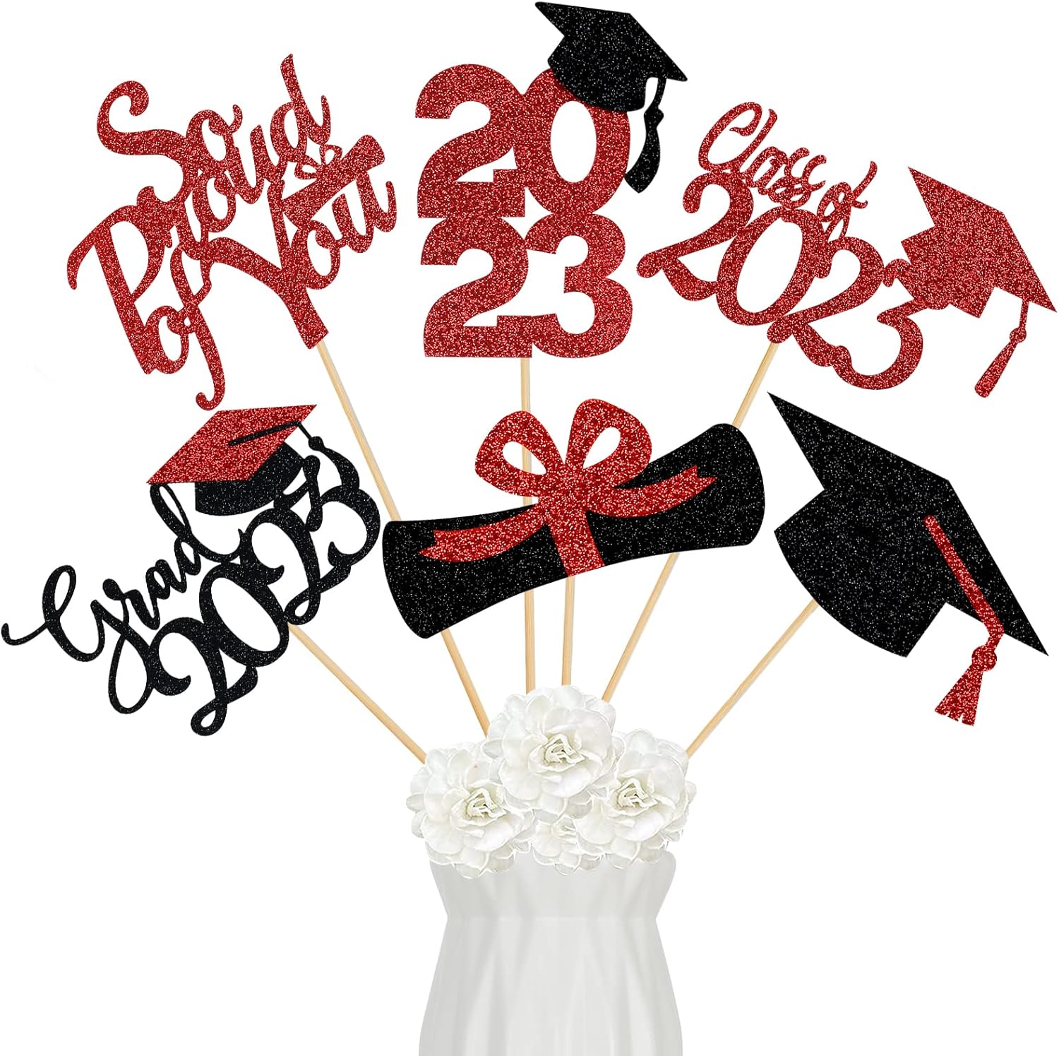 2023 Graduation Centerpieces Sticks Red Graduation Party