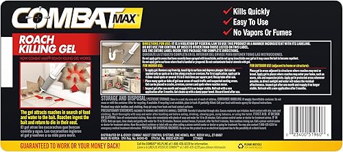 Miniatura 2 de Combat Max Gel para eliminar cucarachas para uso interno y externo 1 jeringa 21 onzas