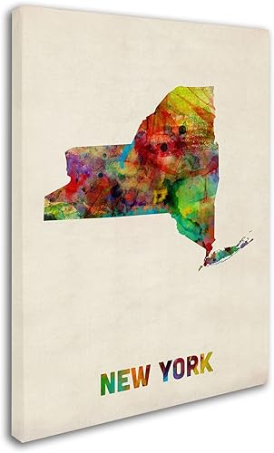 Miniatura 2 de Mapa de Nueva York por Michael Tompsett, lienzo de pared de 14 x 19 pulgadas