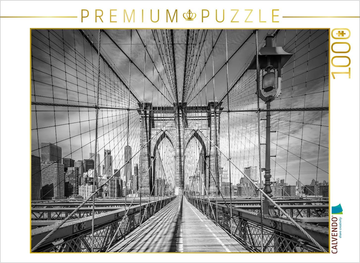 CALVENDO Puzzle New York Ville Pont de Brooklyn Monochrome 1000 Pieces 64 x 48 cm from Melanie Viola