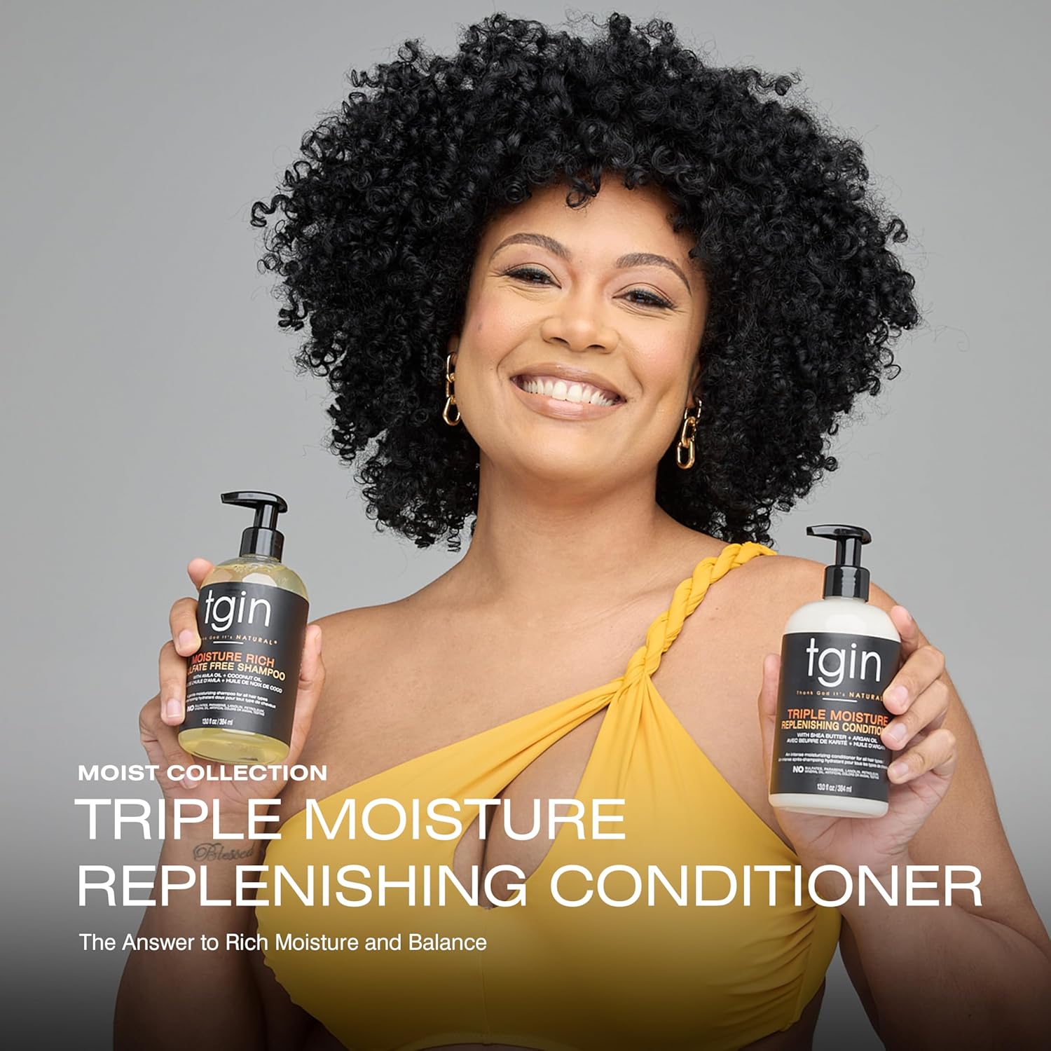 tgin Triple Moisture Replenishing Conditioner for Natural Hair – Conditioner for Women with Deep Hydration for Soft, Shiny, Manageable Curls – Easy Detangling, Frizz Control, Color Safe (13 oz) - Image 2
