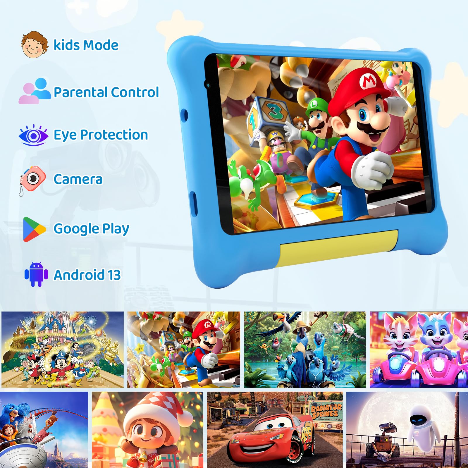 Android 13 Tablet Bambini 7 pollici, Tablet per Bambini 5 GB+32 GB