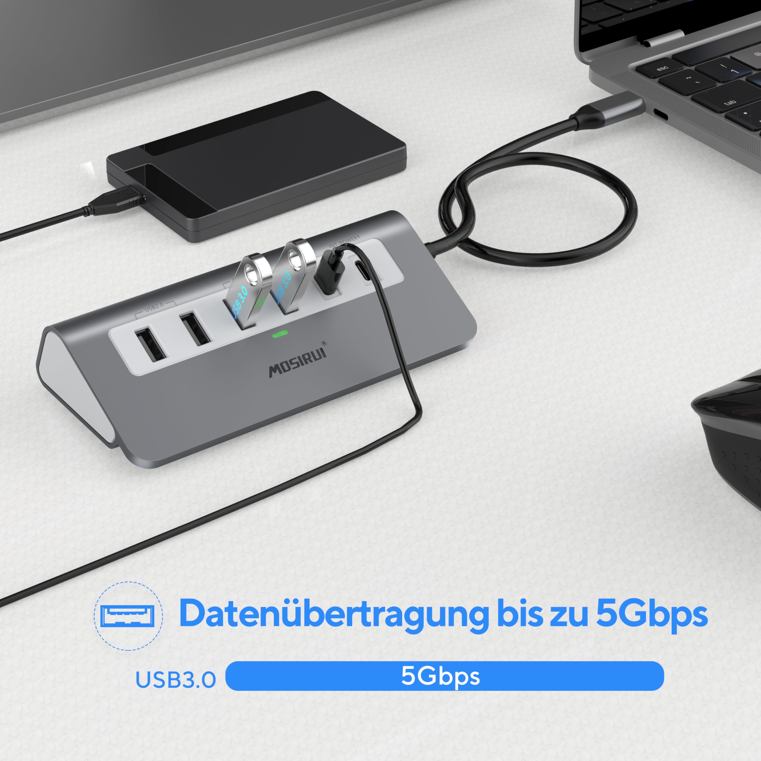 Mosirui Hub USB C 9 en 1 Adattatore con 4K HDMI Custodia in Multiporta Adattatore 2* USB 3.0 e USB C 5Gbps,PD 100W,SD/TF,compatibile con iPhone 15 Pro/Max MacBook iPad Pro iMac More Type C