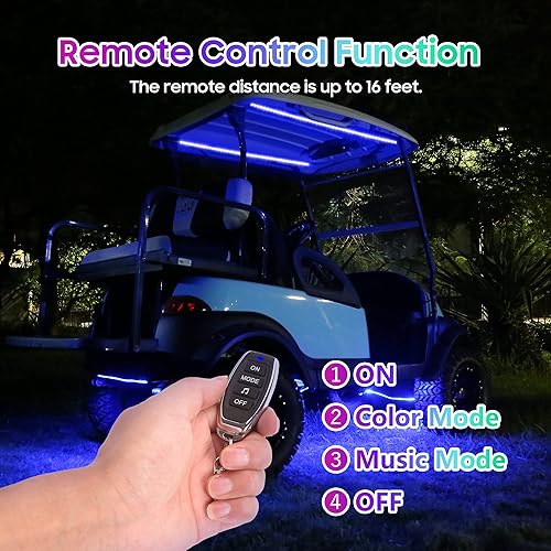 Miniatura 3 de 10L0L Kit de 6 luces debajo de la carrocería para carrito de golf con luces de toldo, tira LED para EZGO Club Car Yamaha, 24 modos multicolor RGB