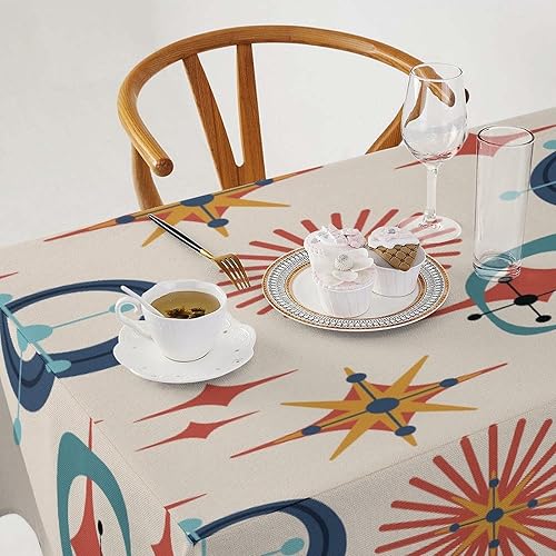 Miniatura 314 de Mantel floral hippie, diseño retro de los años 70, naranja, rosa, azul, floral, bohemio, estampado estético de margaritas, para fiesta, picnic