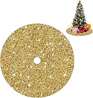 Vista 11 de Falda de Árbol de Navidad Verde Esmeralda Falda de Árbol de Terciopelo Falda de Árbol Pequeña con Lentejuelas de 21 Pulgadas Alfombras de Árbol