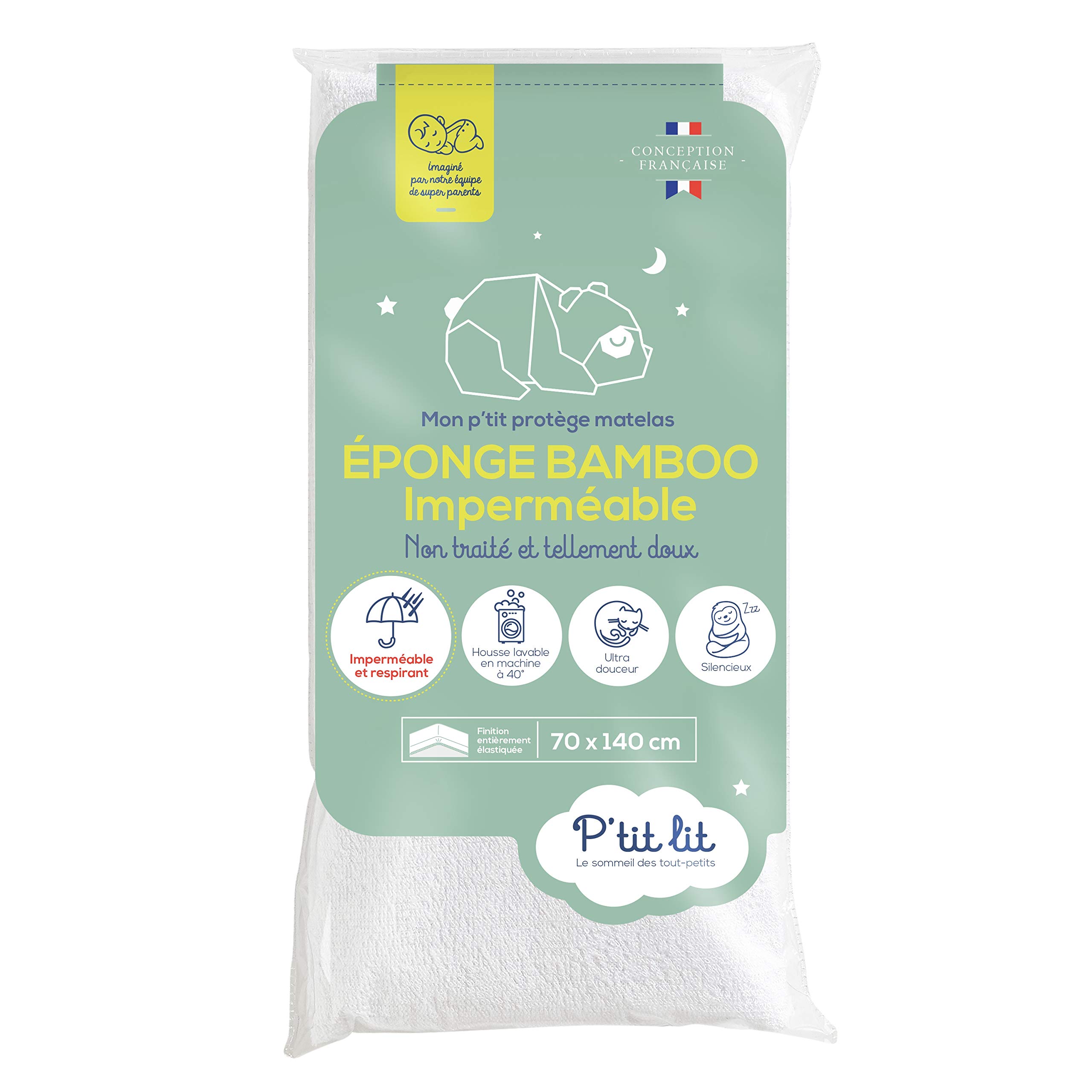 P'TIT LIT - Matelas Enfant/Bébé Climatisé - 70x140 cm - 1 Face Été fraîche/1 Face Hiver ouatinée - Anti Acarien & Protège Matelas Bébé Bamboo | Alèse Imperméable - 70x140 cm - Viscose Douce et Soyeuse