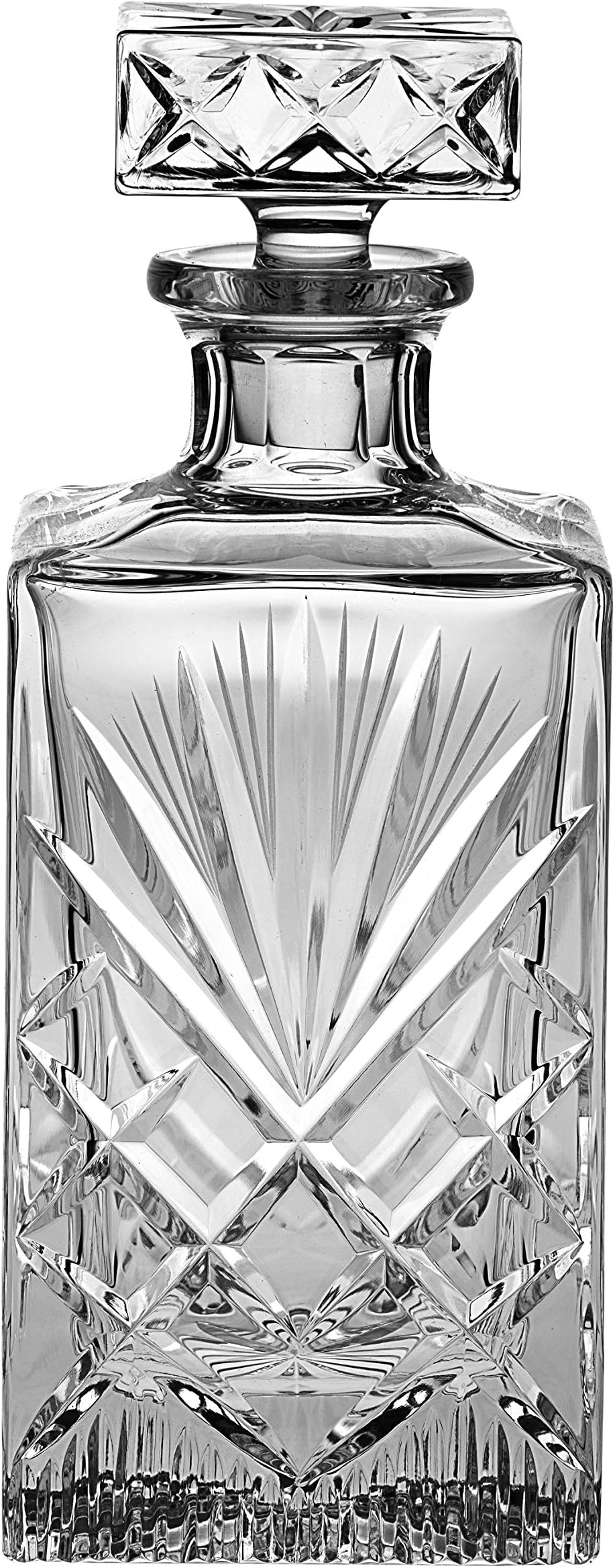 Barski - Hand Cut - Mouth Blown - Crystal - Whiskey - Square Decanter - 25 oz. - Made in Europe