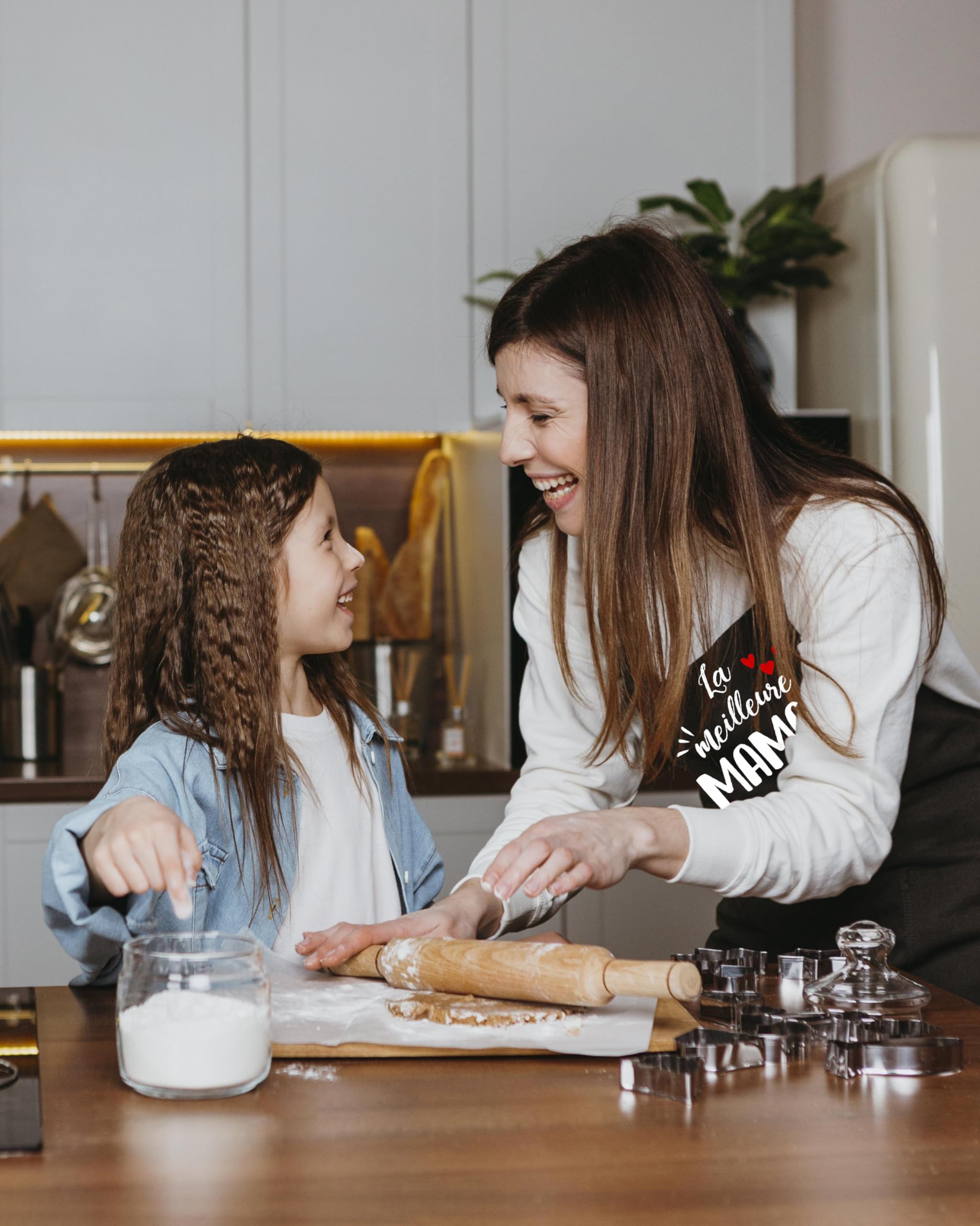 Gkmamrg Cadeau Fete des meres Tablier Cuisine - Cadeau Maman - Tablier Réglable Chef Tabliers pour Cuisine,BBQ,Jardinage Restaurant,Barbecue,Café Cadeau pour Maman