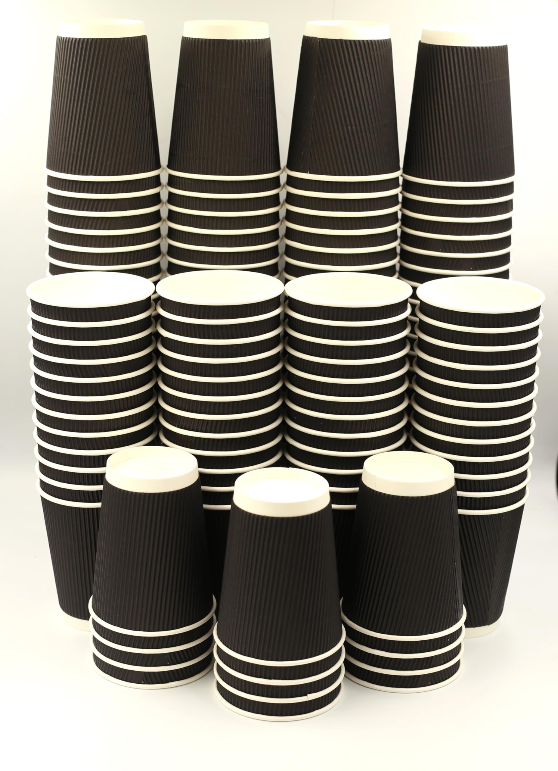 250 x 12oz Black Ripple Takeaway Coffee Cups 340ml – Disposable Insulated Paper Cups for Hot Drinks – No Lids – Perfect for Takeaways, Coffee, and Tea