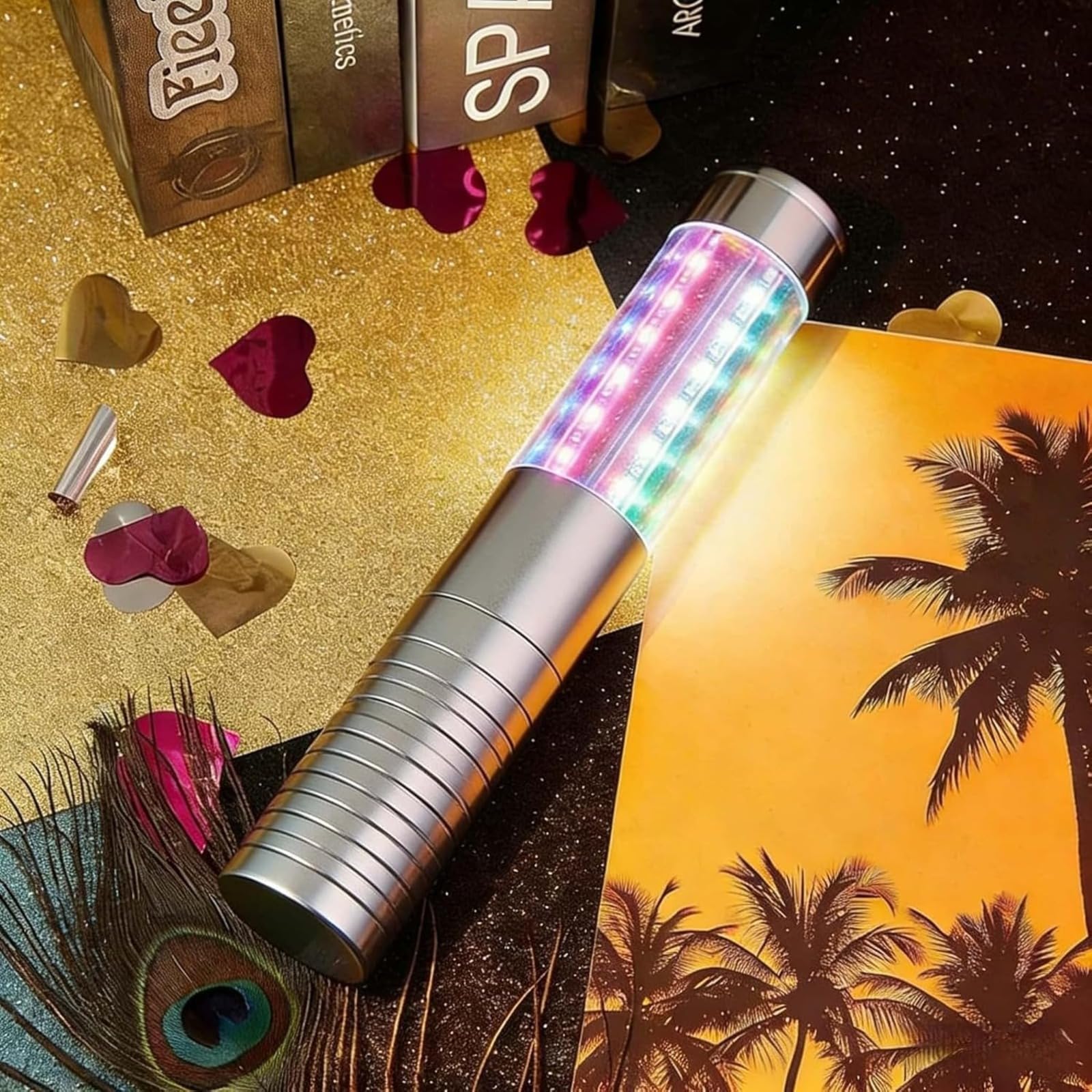 2 Pack LED Bottle Lights – Recargable Strobe Sticks and Luminous Sticks for Champagne Bottles Bar, Club, Partido, Birthday, Wedding, Events (plata)