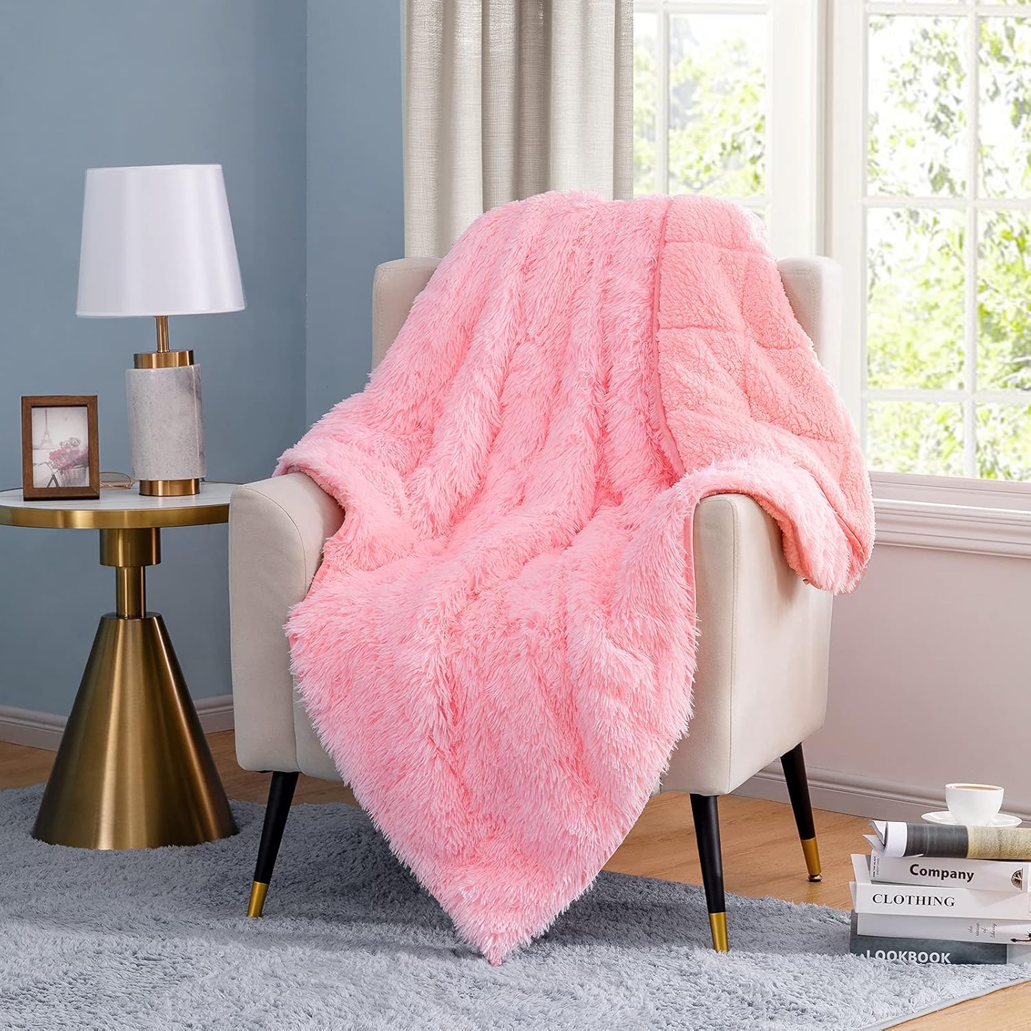 habibee Faux Fur Weighted Blanket for Queen Size Bed, Super Soft Long