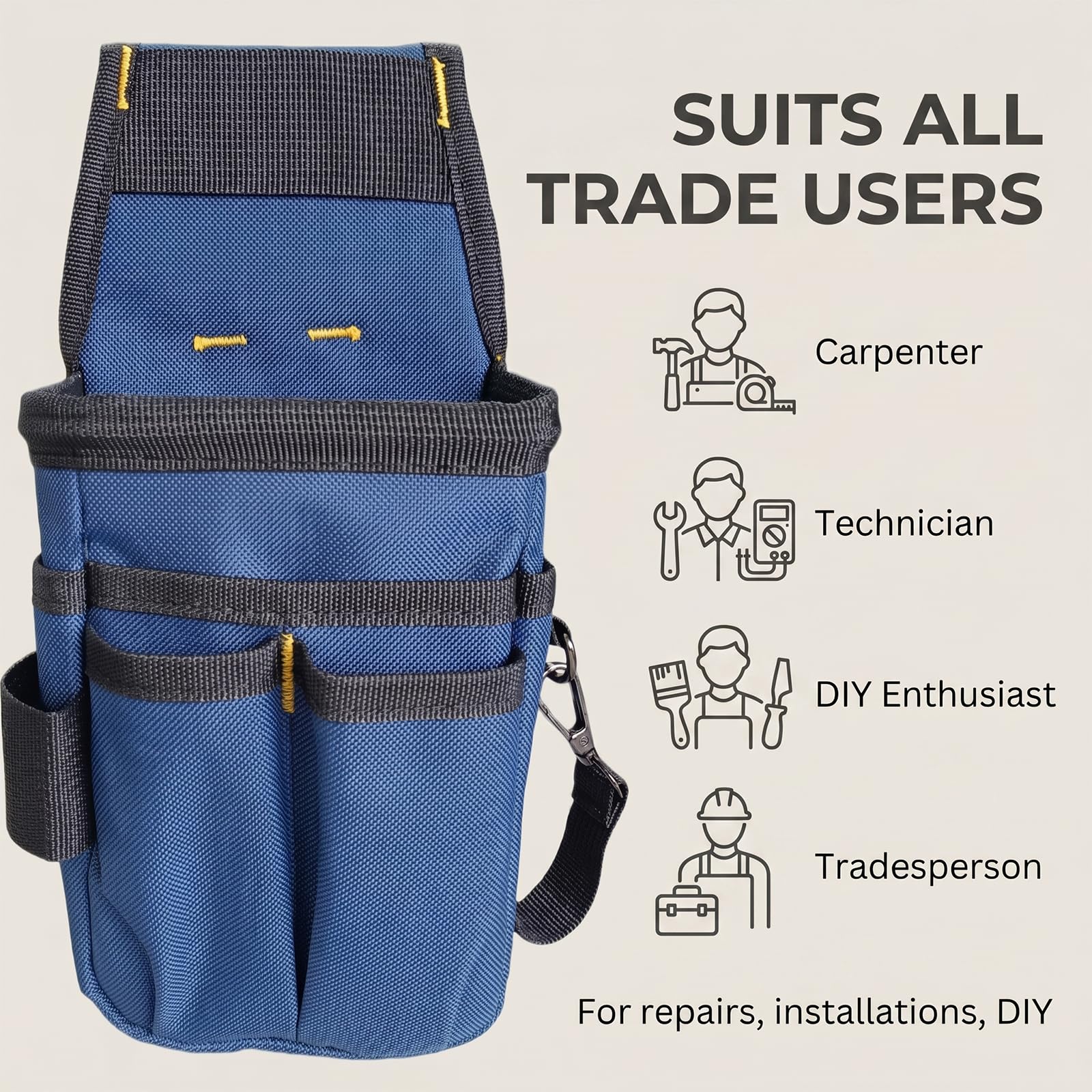 Cintura Porta Attrezzi,Marsupio Elettricista,Porta Attrezzi da Cintura,Regolabile Marsupio Attrezzi con 14 Tasche per Elettricisti,Edilizia,Falegnami,Tessuto Oxford 600D,Blu