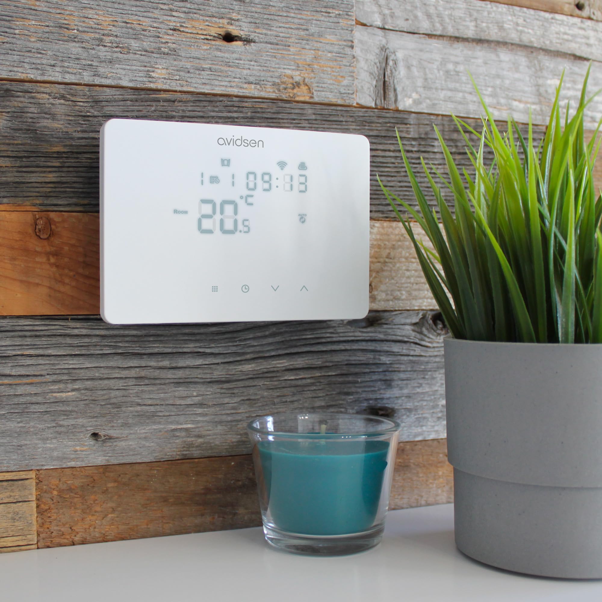Avidsen Home Temp Thermostat Filaire Connecté WiFi pour Chaudière | Programmation Hebdomadaire, Contrôle Tactile & Appli, Détection Fenêtre Ouverte, Précision 0,5°C, Compatible Alexa & Google