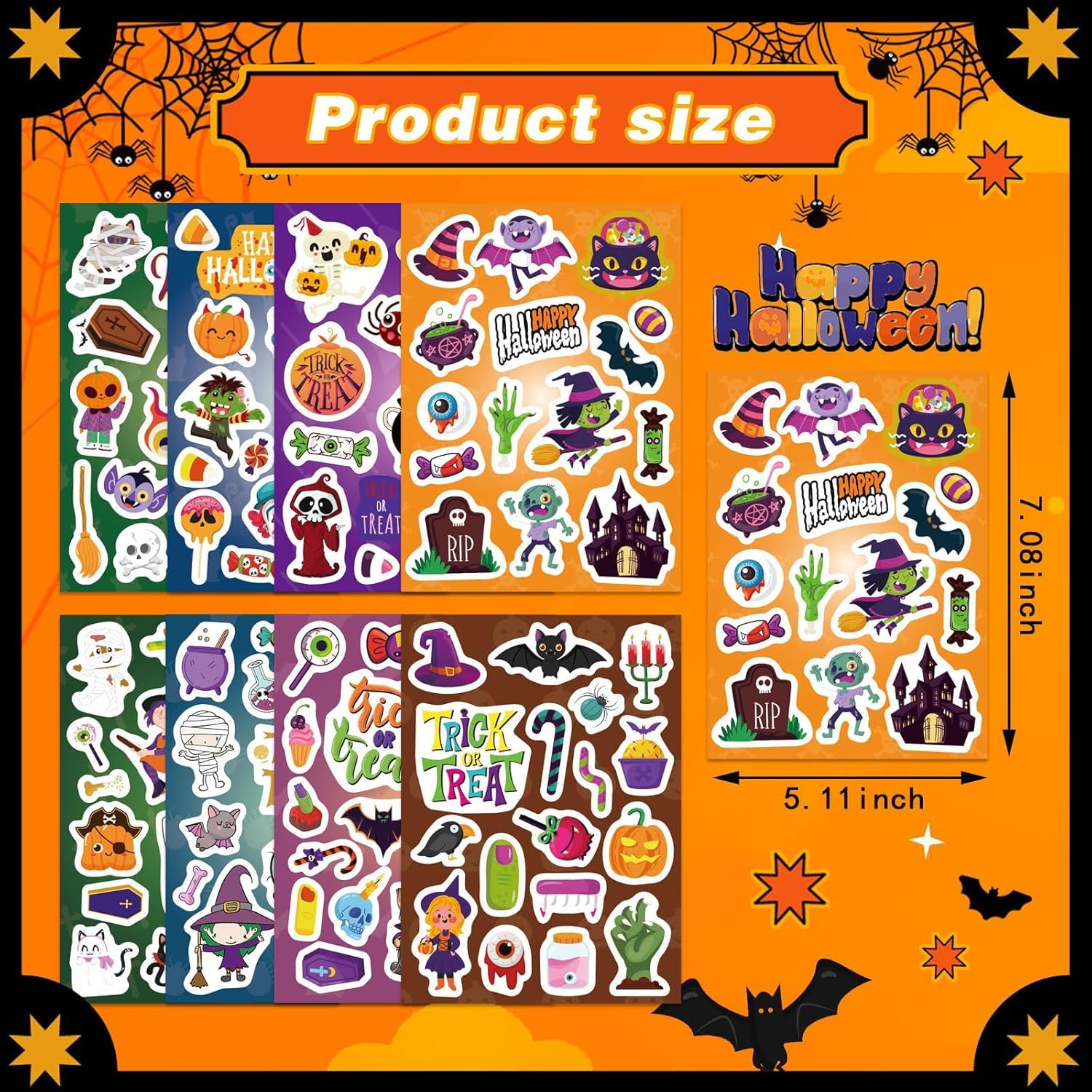 HOWAF Halloween Aufkleber, 250pcs Happy Halloween Sticker