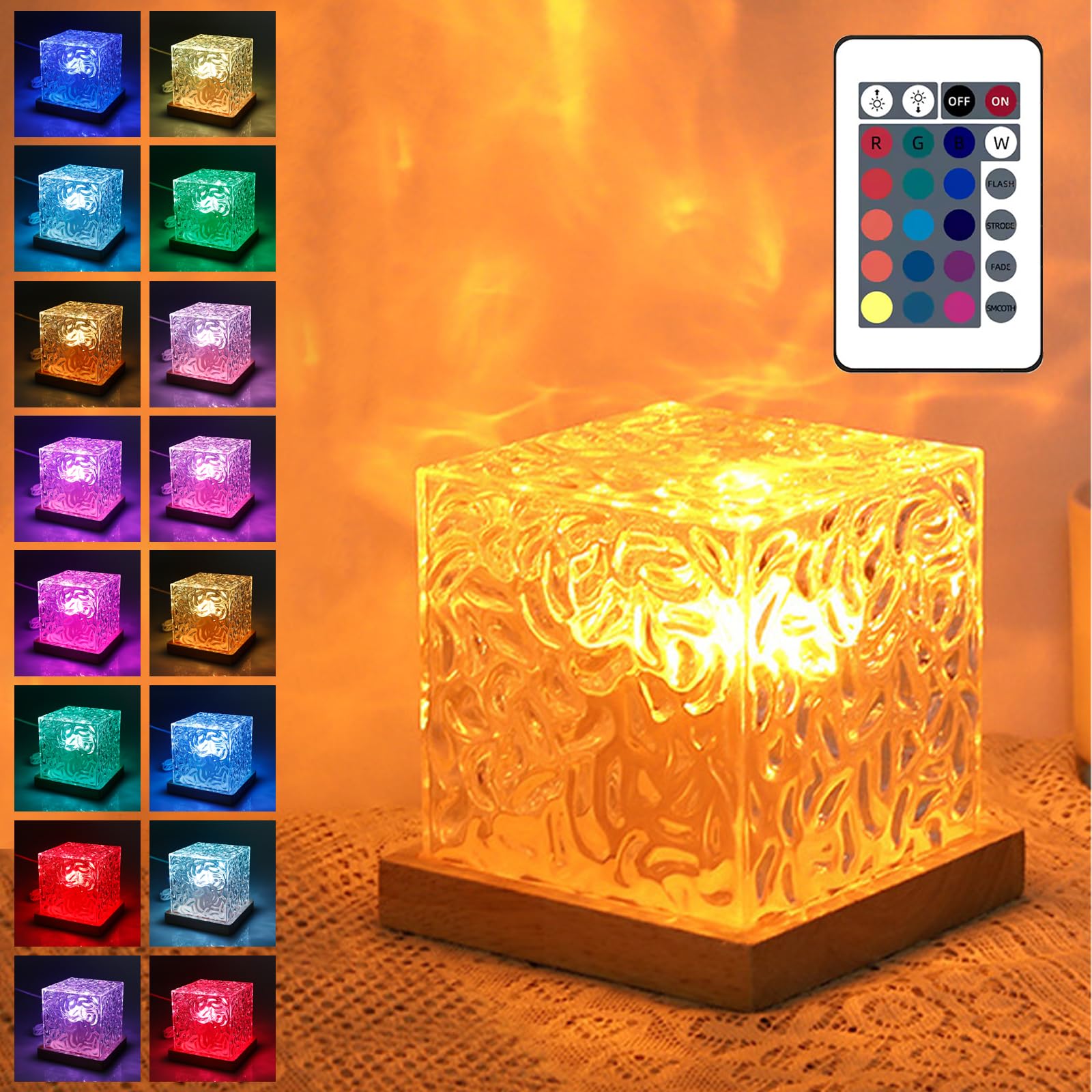 Nordlicht Lampe Wave Lamp, 16 Farben Wasserwellen Lampe, Lampe Mit USB  Zimmer Deko, image size:1600x1600