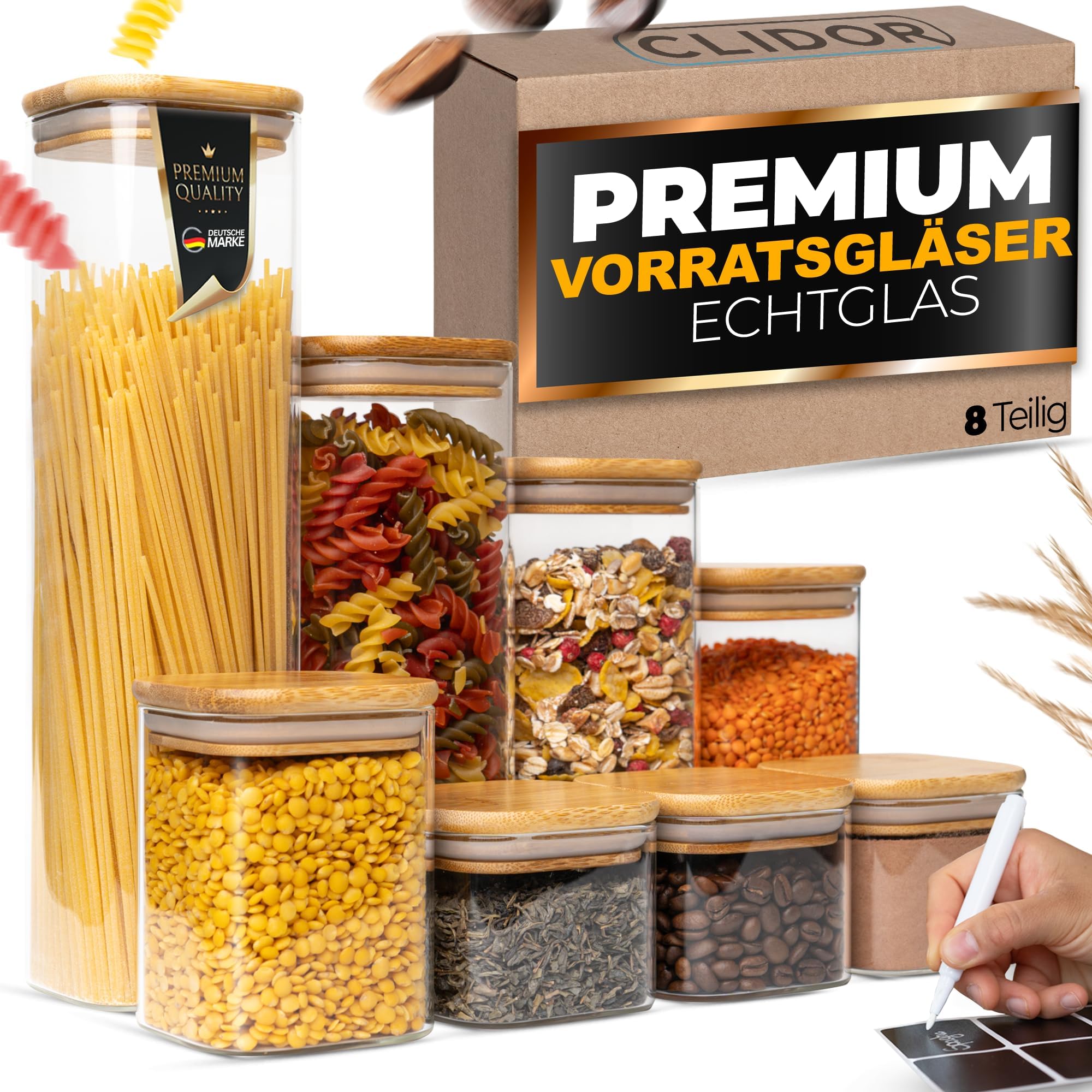 OSORD Vorratsdosen Glas mit Deckel 6er Set,Vorratsgläser Vorratsdosen ...