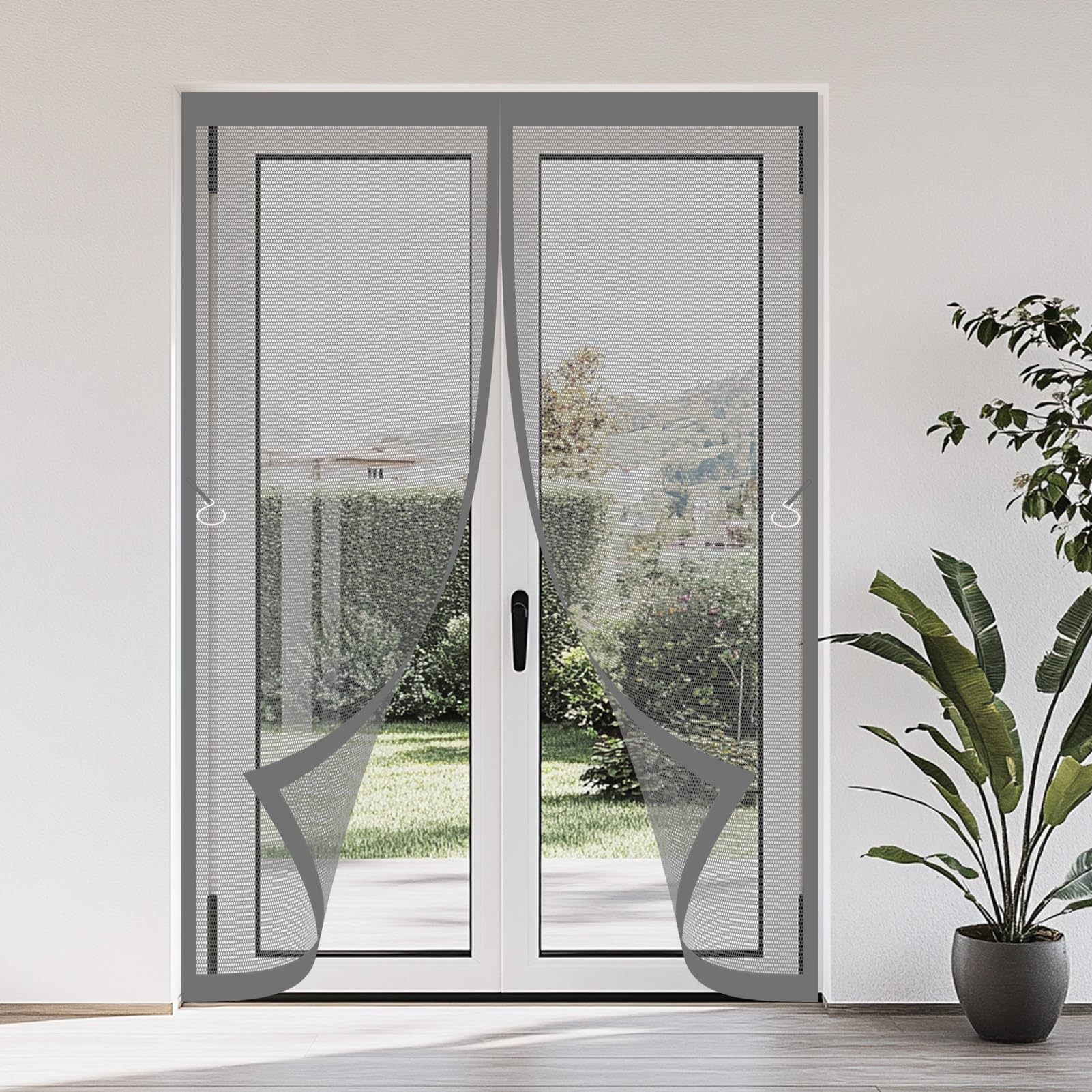 Bcxduomi Grey Magnetic Fly Screen Door 130 X 213 Cm Door Fly Screen Curtain Easy To Install Hundreds Of Sizes Kid And Pet Friendly Nets For Living Room, Bedroom,