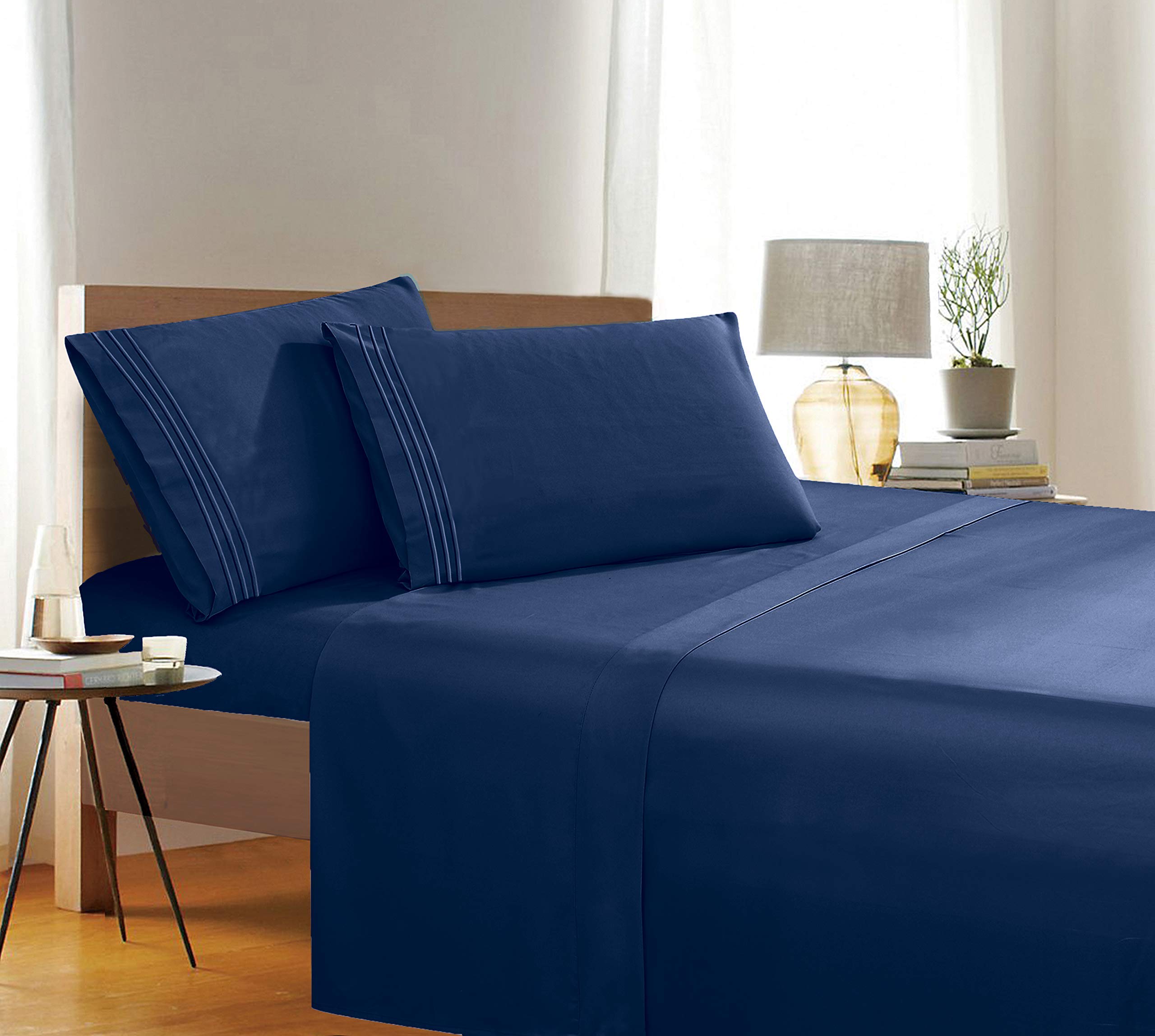 Elegant Comfort 1500 Premier Wrinkle & Fade Resistant Hotel Quality 4-Piece Bed Sheet Set Ultra Soft Luxurious Bed Sheet Set Includes Flat Sheet, Fitted Sheet and 1 Pillowcase