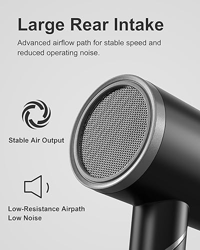 Miniatura 6 de Secador de pelo de iones de plasma con difusor para cabello rizado, secado rápido de 1800 W con peine, secador de pelo ligero y de bajo ruido para