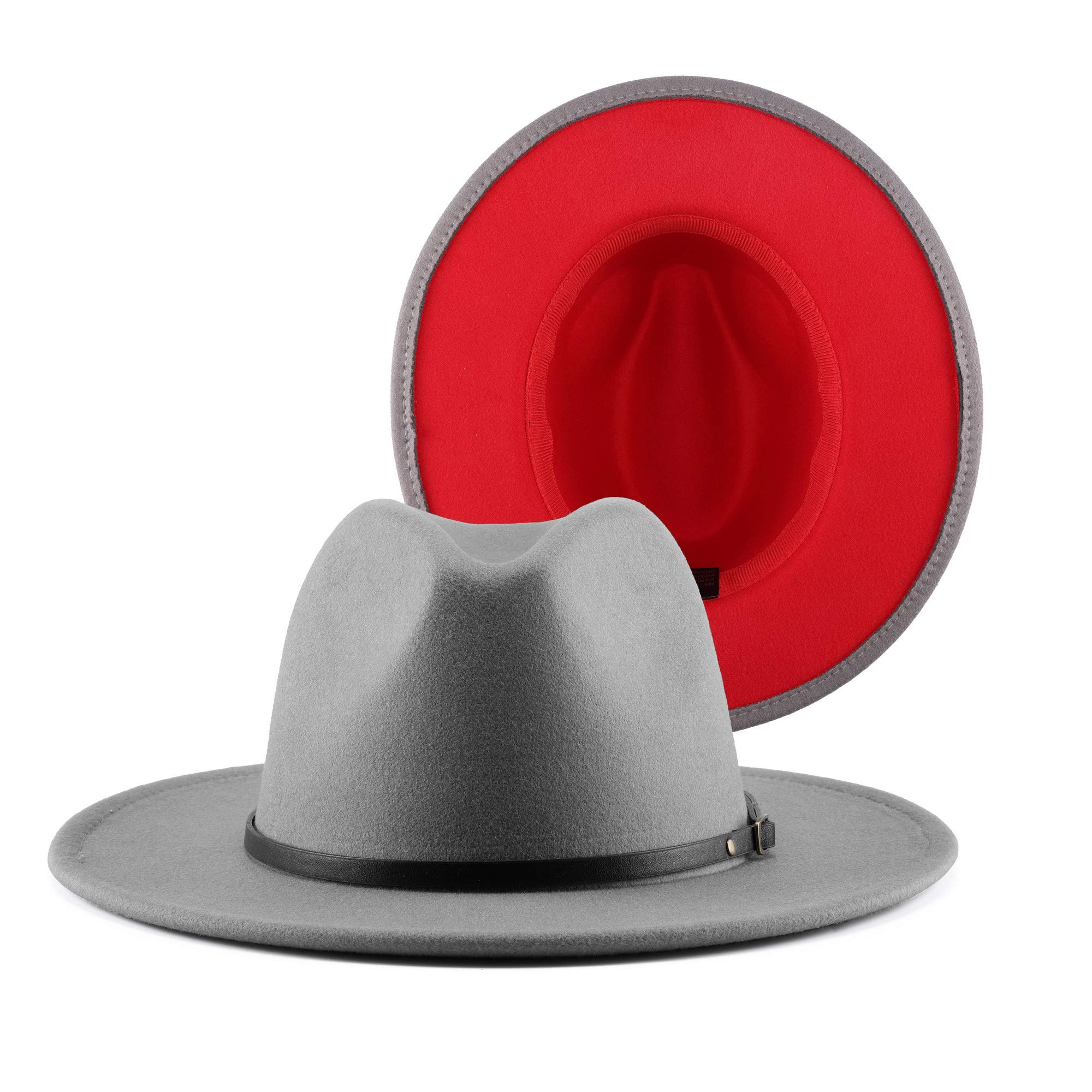 Faletotwo Tone Red Bottom Wide Brim Wool Felt Fedora Hat