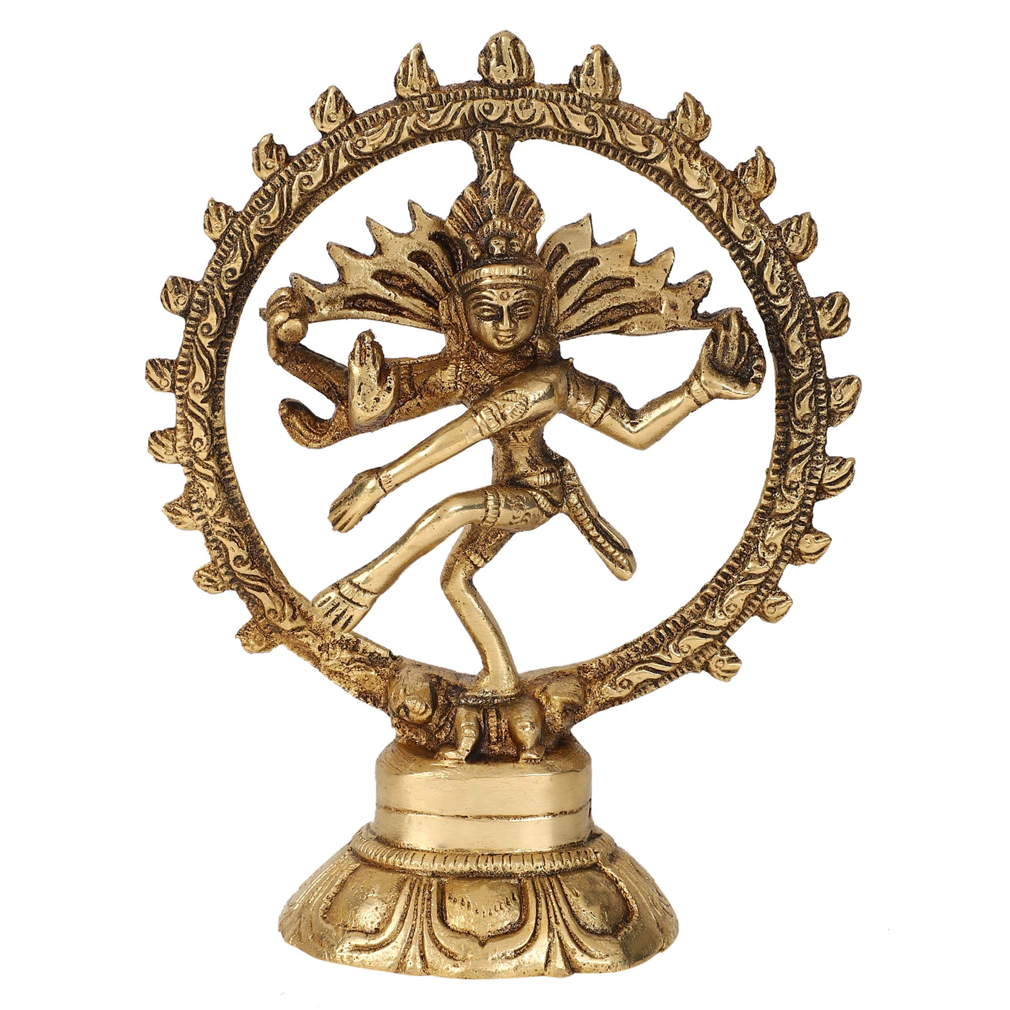GURU JEE Brass Statue Dancing Lord Shiva Natraja Hindu God Natraj Showpiece Gifts Home Decor 5.5 Inch