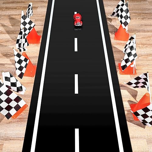 Miniatura 4 de Tapete negro para decoración de fiesta de corredor, camino de mesa de carretera, mantel largo de carrera, arrastre para fiesta (estilo simple, 32