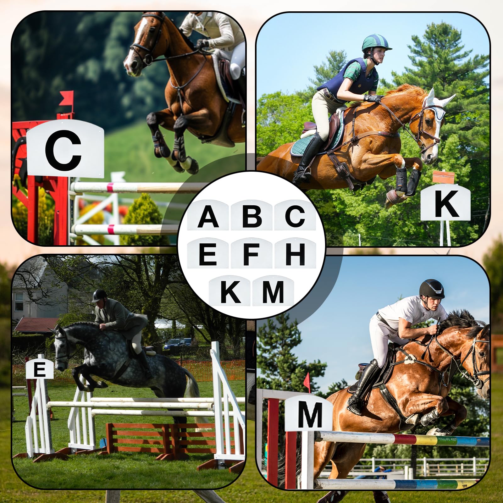 Dressurviereck Buchstaben Set für Reitplatz, 8 Stück Dressur Viereck Buchstaben Wettkampf Dressurmarker, Markierungstafeln für Reitsport & Pferdetraining